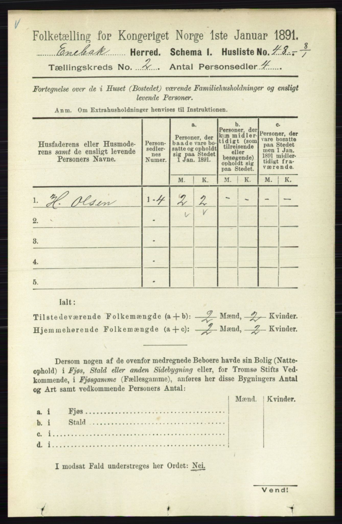 RA, 1891 census for 0229 Enebakk, 1891, p. 754