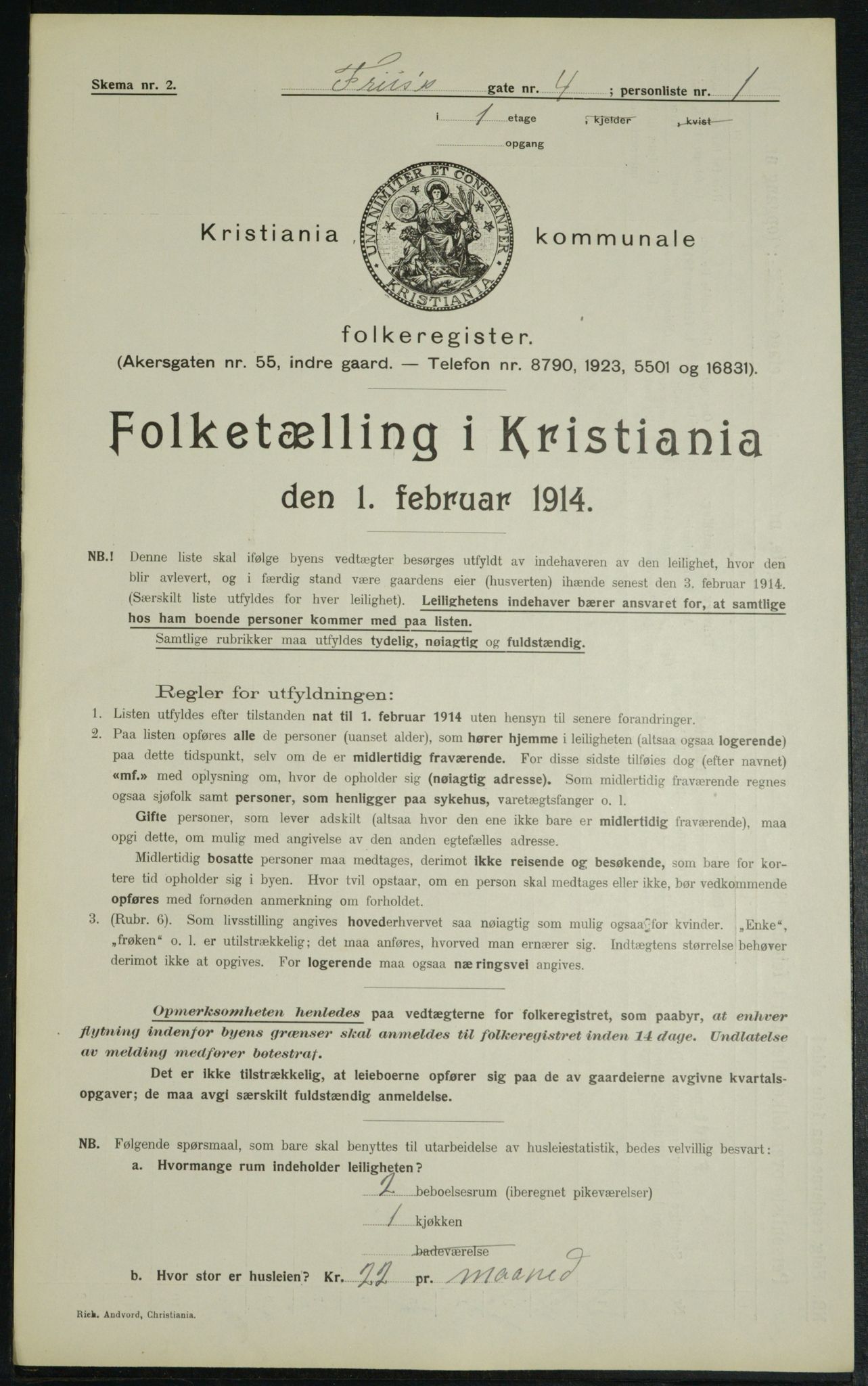 OBA, Municipal Census 1914 for Kristiania, 1914, p. 27111