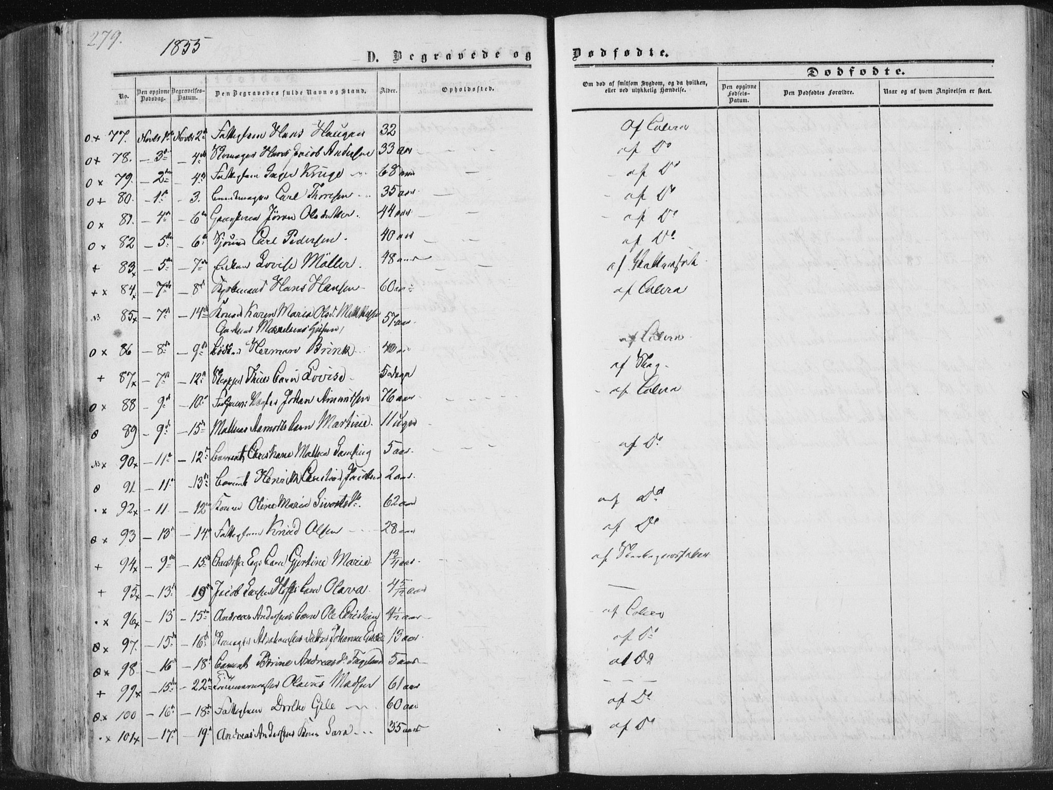 Tønsberg kirkebøker, AV/SAKO-A-330/F/Fa/L0008: Parish register (official) no. I 8, 1855-1864, p. 279