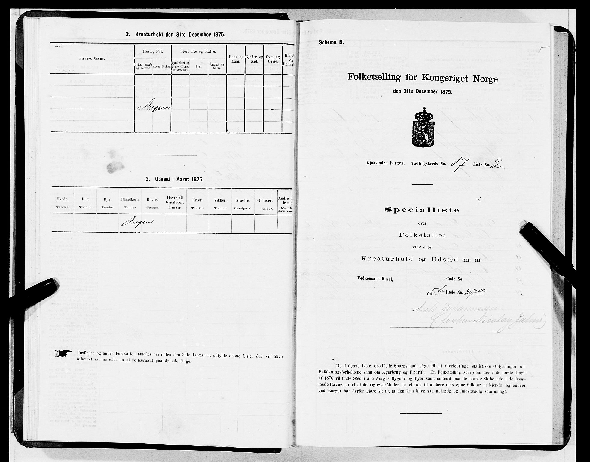 SAB, 1875 census for 1301 Bergen, 1875, p. 849