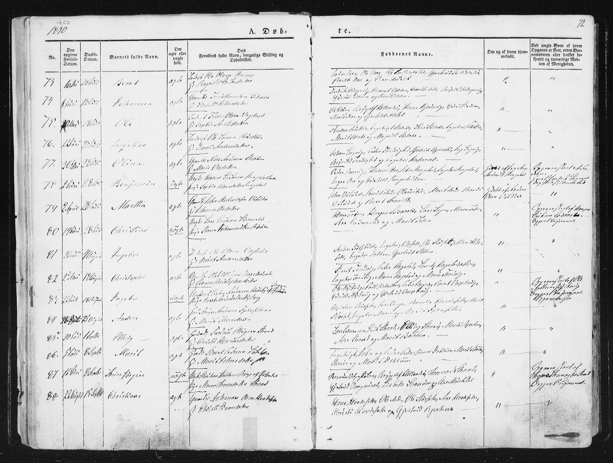 Ministerialprotokoller, klokkerbøker og fødselsregistre - Sør-Trøndelag, AV/SAT-A-1456/630/L0493: Parish register (official) no. 630A06, 1841-1851, p. 72