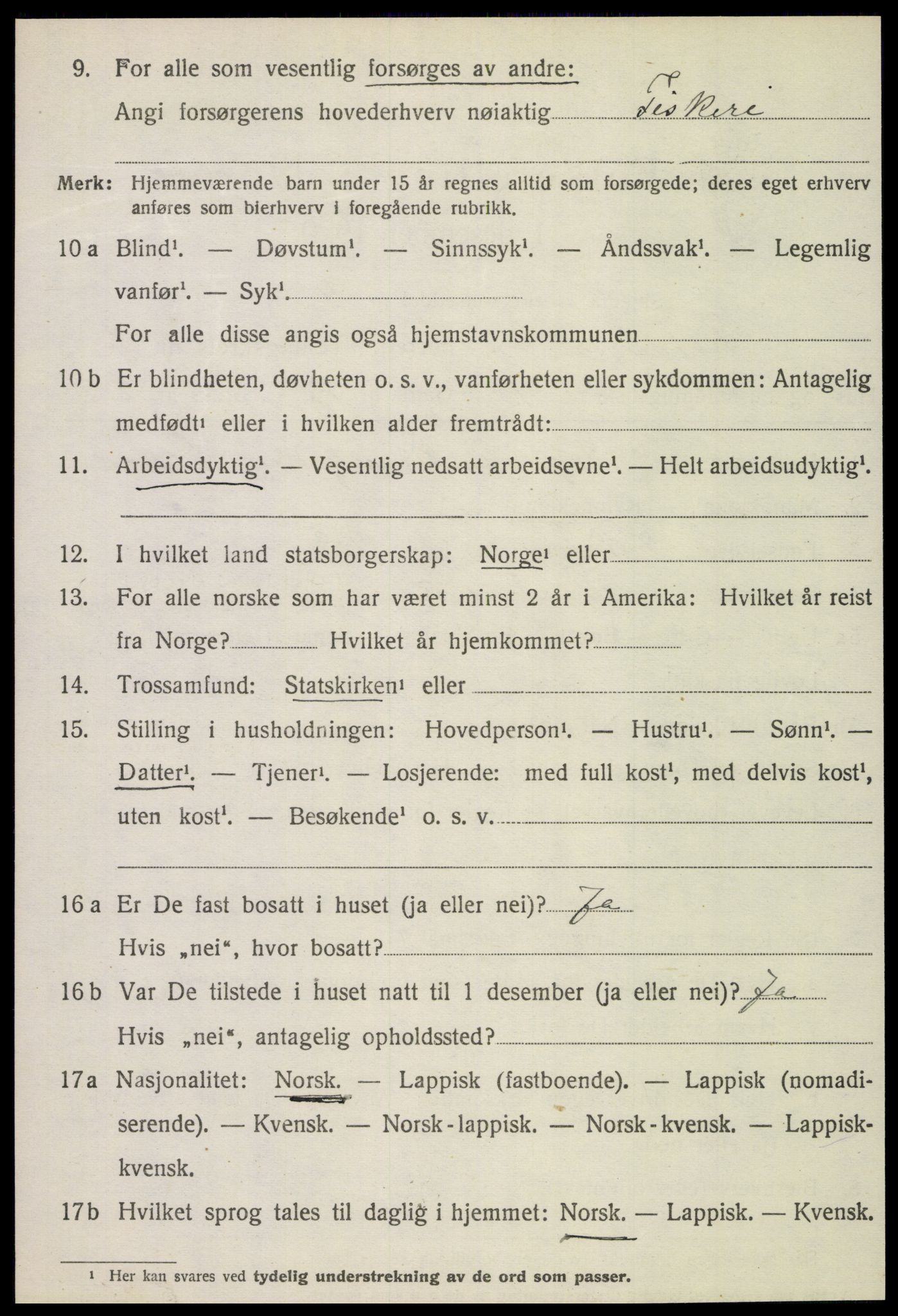 SAT, 1920 census for Flatanger, 1920, p. 3223