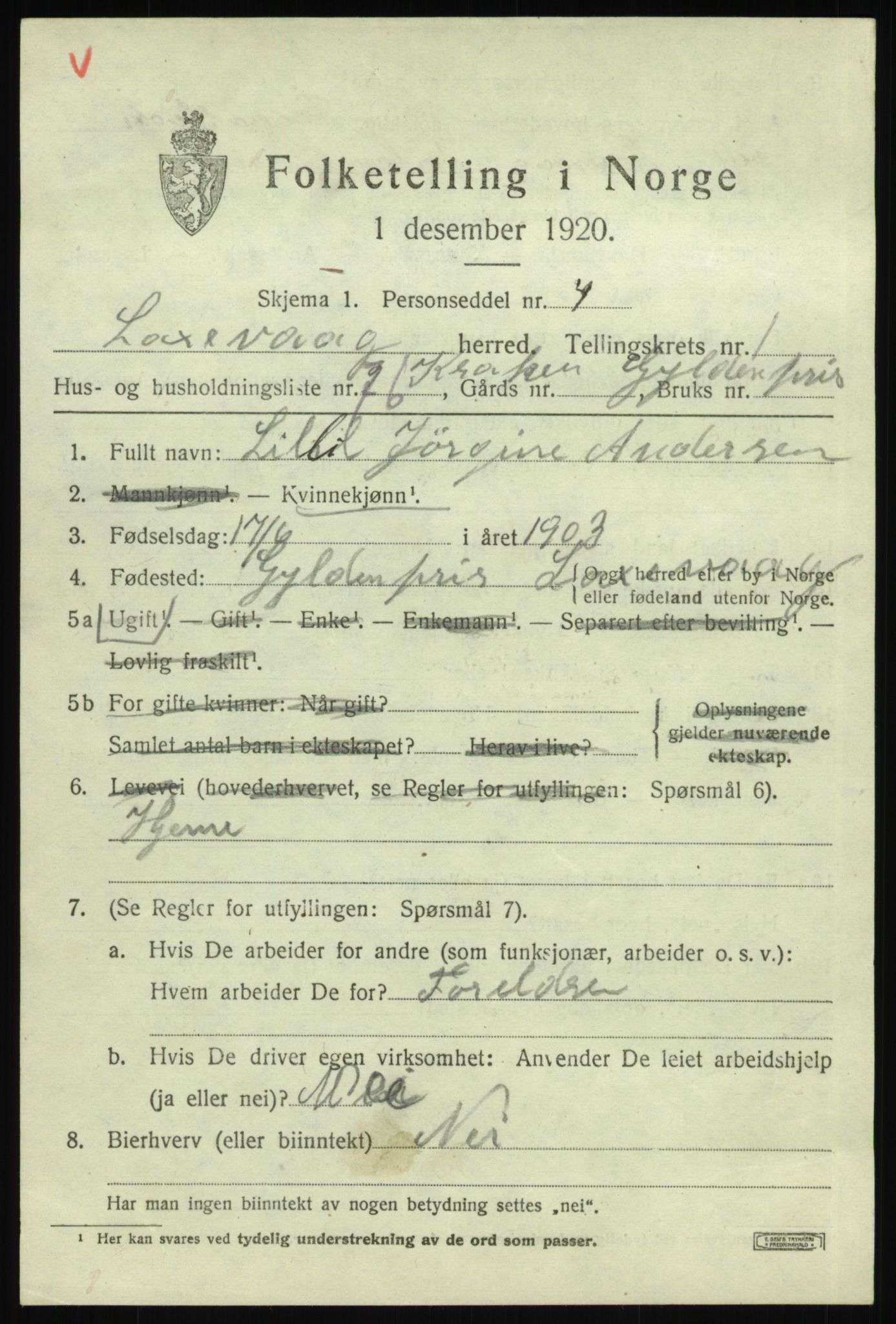 SAB, 1920 census for Laksevåg, 1920, p. 5226