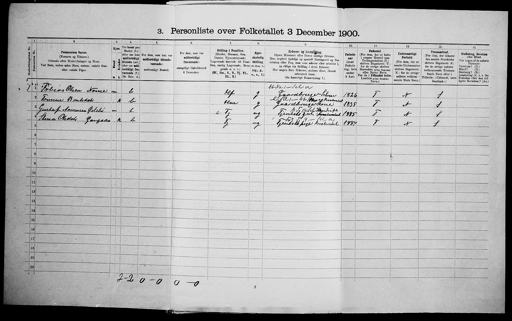 SAK, 1900 census for Øyslebø, 1900, p. 31