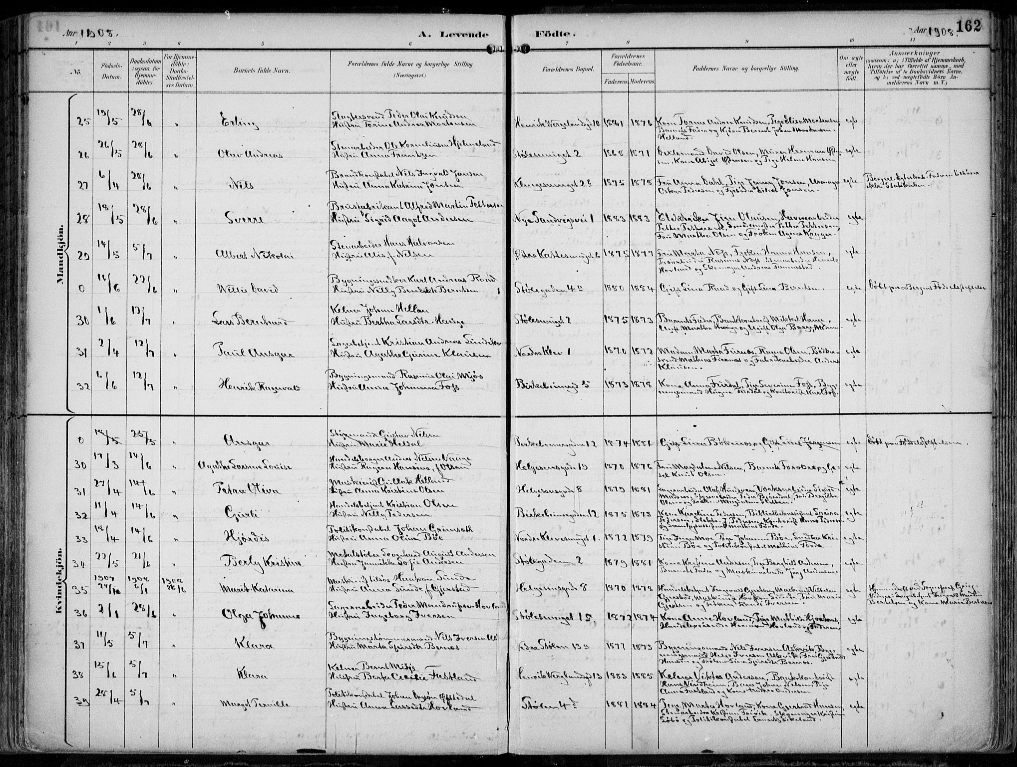 Mariakirken Sokneprestembete, AV/SAB-A-76901/H/Hab/L0005: Parish register (copy) no. A 5, 1893-1913, p. 162