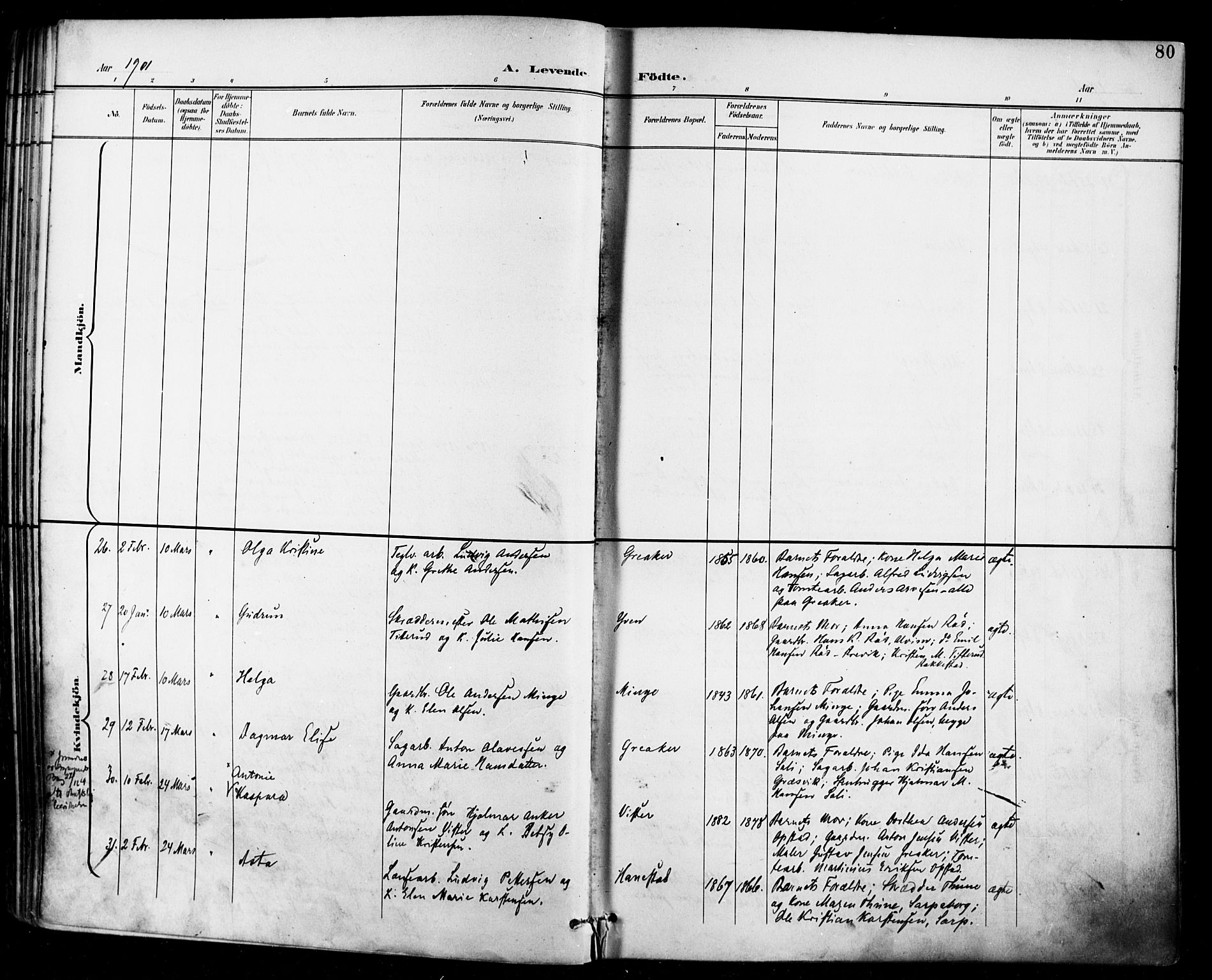Tune prestekontor Kirkebøker, AV/SAO-A-2007/F/Fa/L0019: Parish register (official) no. 19, 1898-1904, p. 80