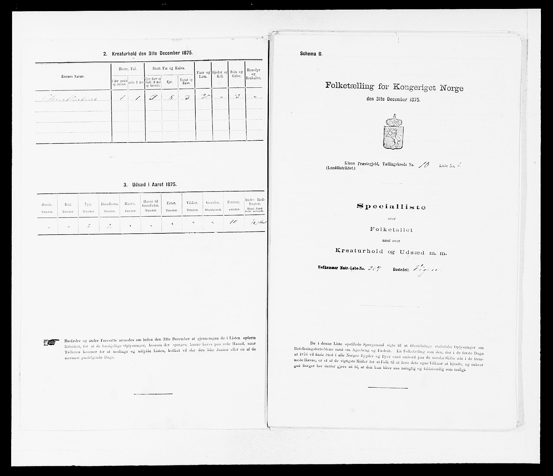 SAB, 1875 census for 1437L Kinn/Kinn og Svanøy, 1875, p. 1067