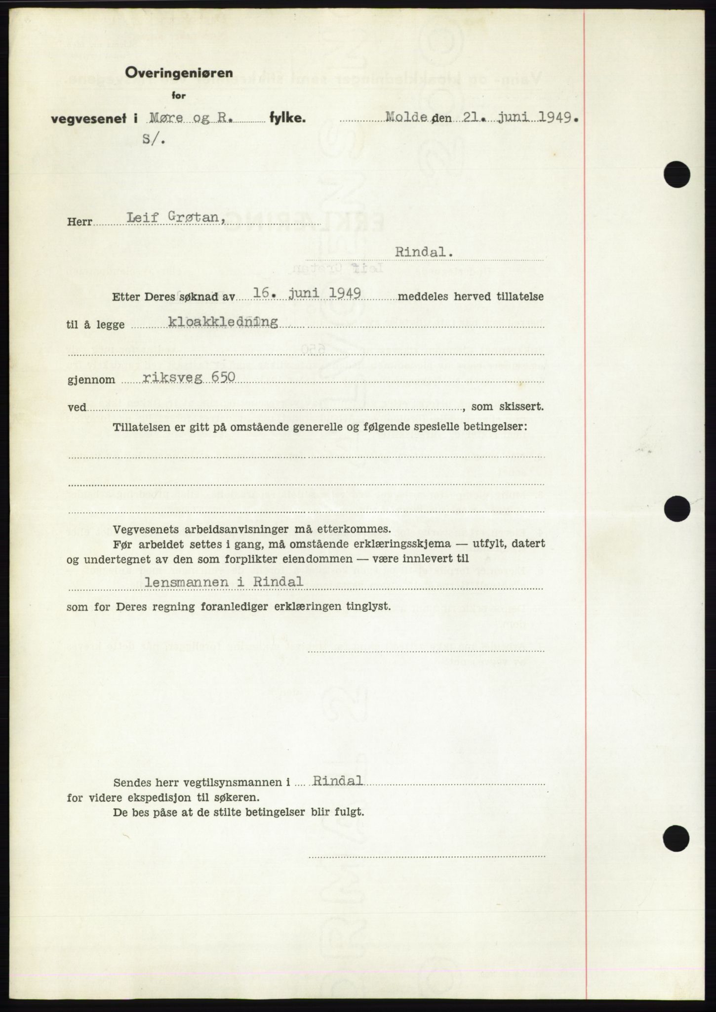 Nordmøre sorenskriveri, AV/SAT-A-4132/1/2/2Ca: Mortgage book no. B102, 1949-1949, Diary no: : 2203/1949