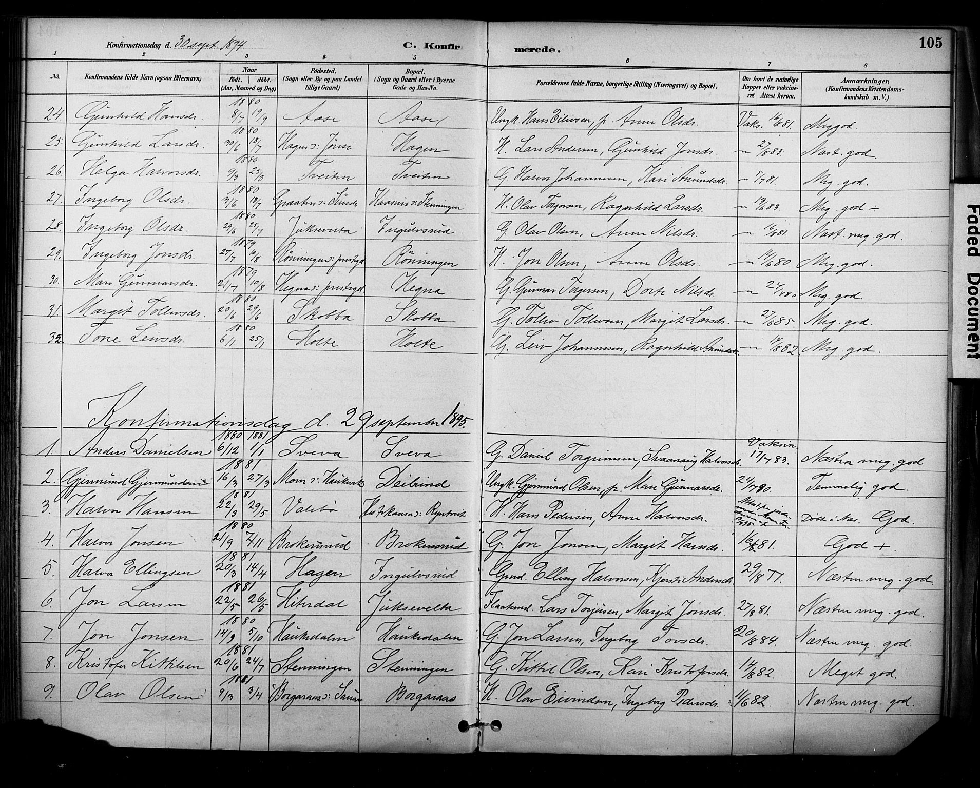 Sauherad kirkebøker, AV/SAKO-A-298/F/Fa/L0009: Parish register (official) no. I 9, 1887-1912, p. 105