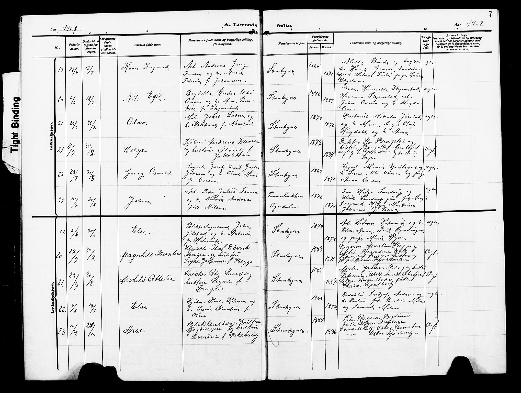 Ministerialprotokoller, klokkerbøker og fødselsregistre - Nord-Trøndelag, AV/SAT-A-1458/739/L0376: Parish register (copy) no. 739C04, 1908-1917, p. 7