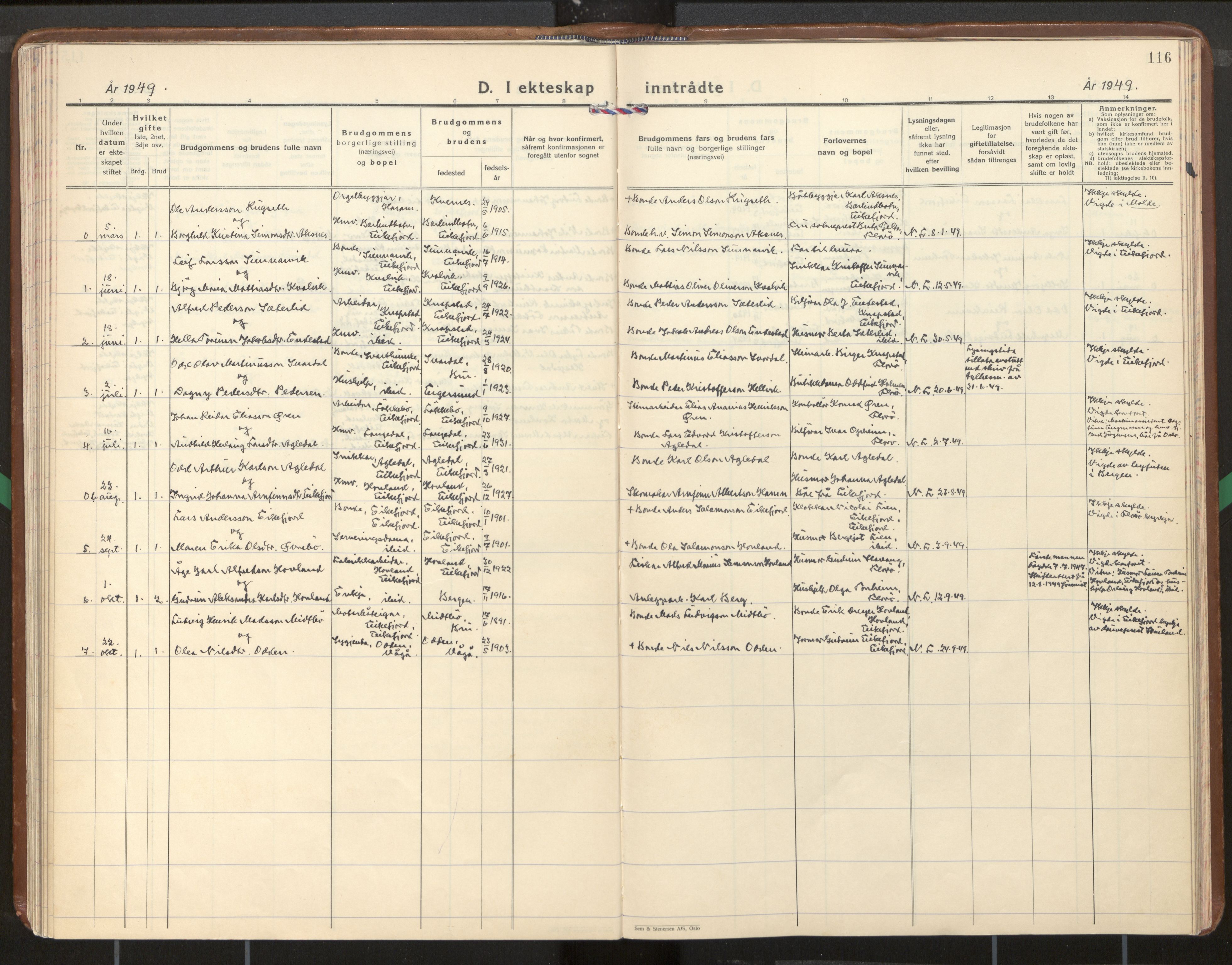 Kinn sokneprestembete, AV/SAB-A-80801/H/Haa/Haae/L0003: Parish register (official) no. E 3, 1937-1955, p. 116