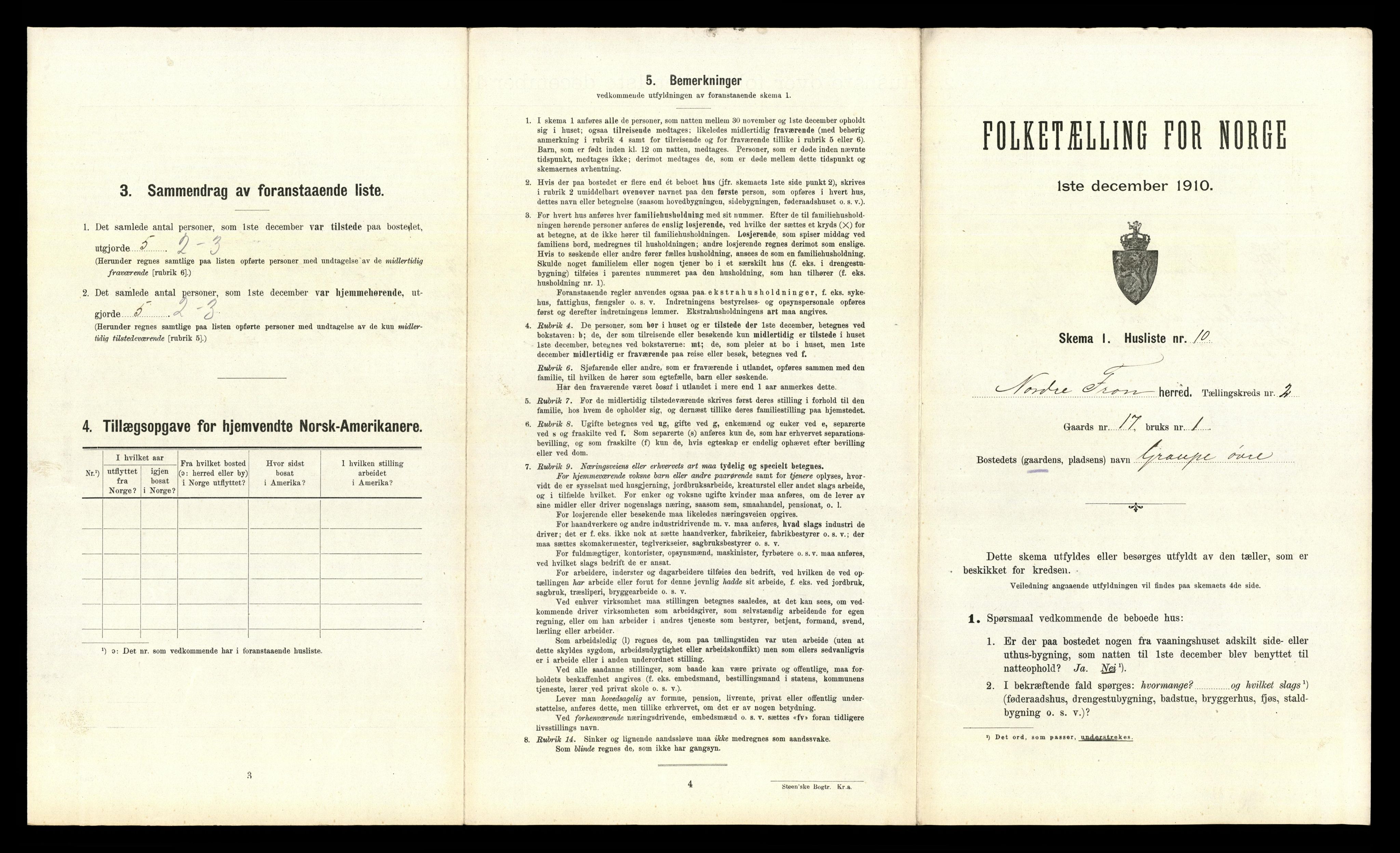 RA, 1910 census for Nord-Fron, 1910, p. 216