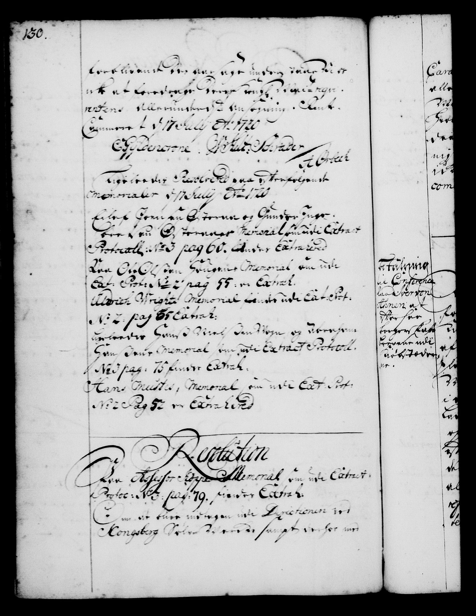 Rentekammeret, Kammerkanselliet, RA/EA-3111/G/Gg/Gga/L0001: Norsk ekspedisjonsprotokoll med register (merket RK 53.1), 1720-1723, p. 130