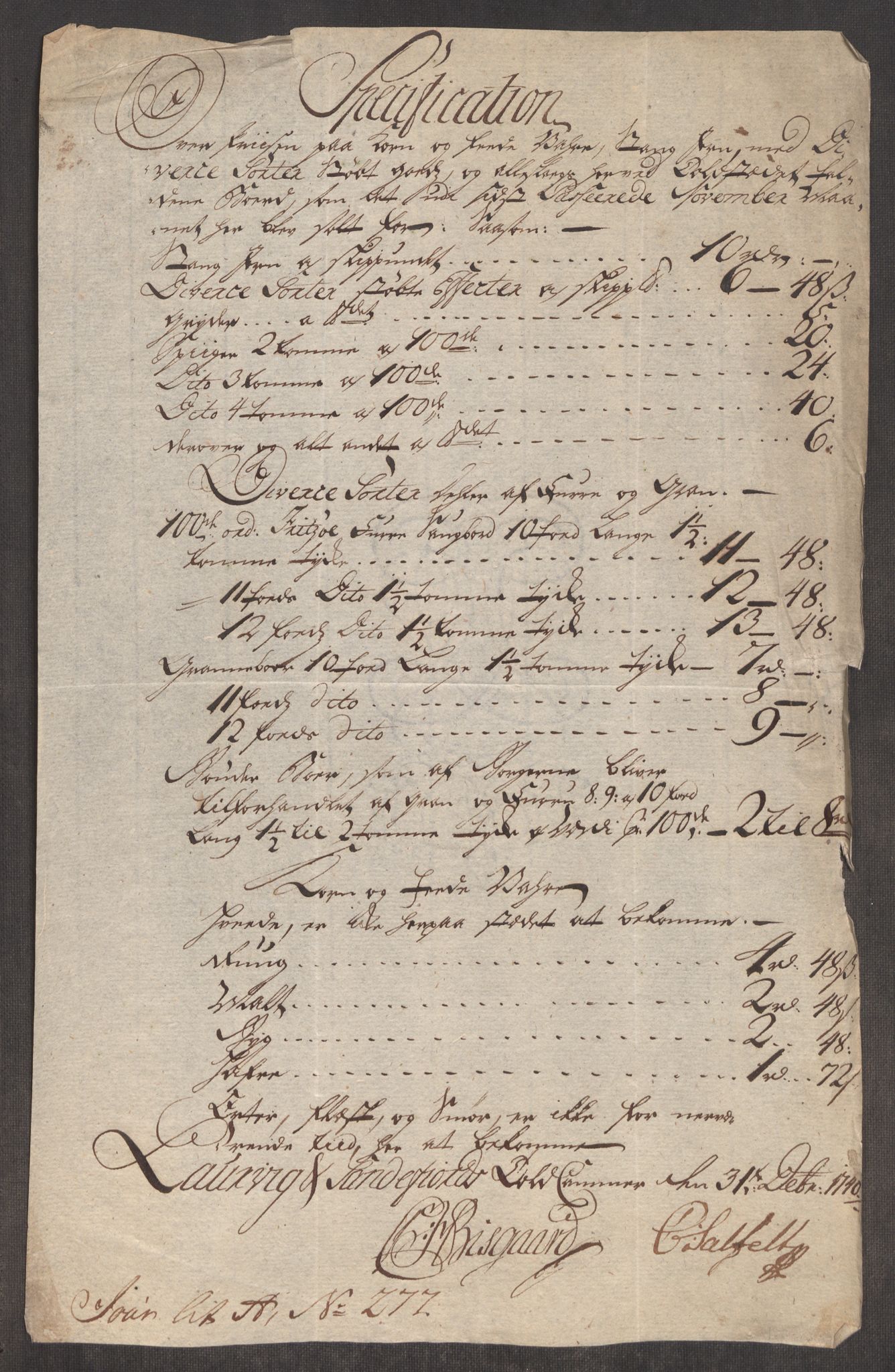Rentekammeret inntil 1814, Realistisk ordnet avdeling, RA/EA-4070/Oe/L0002: [Ø1]: Priskuranter, 1740-1744, p. 97