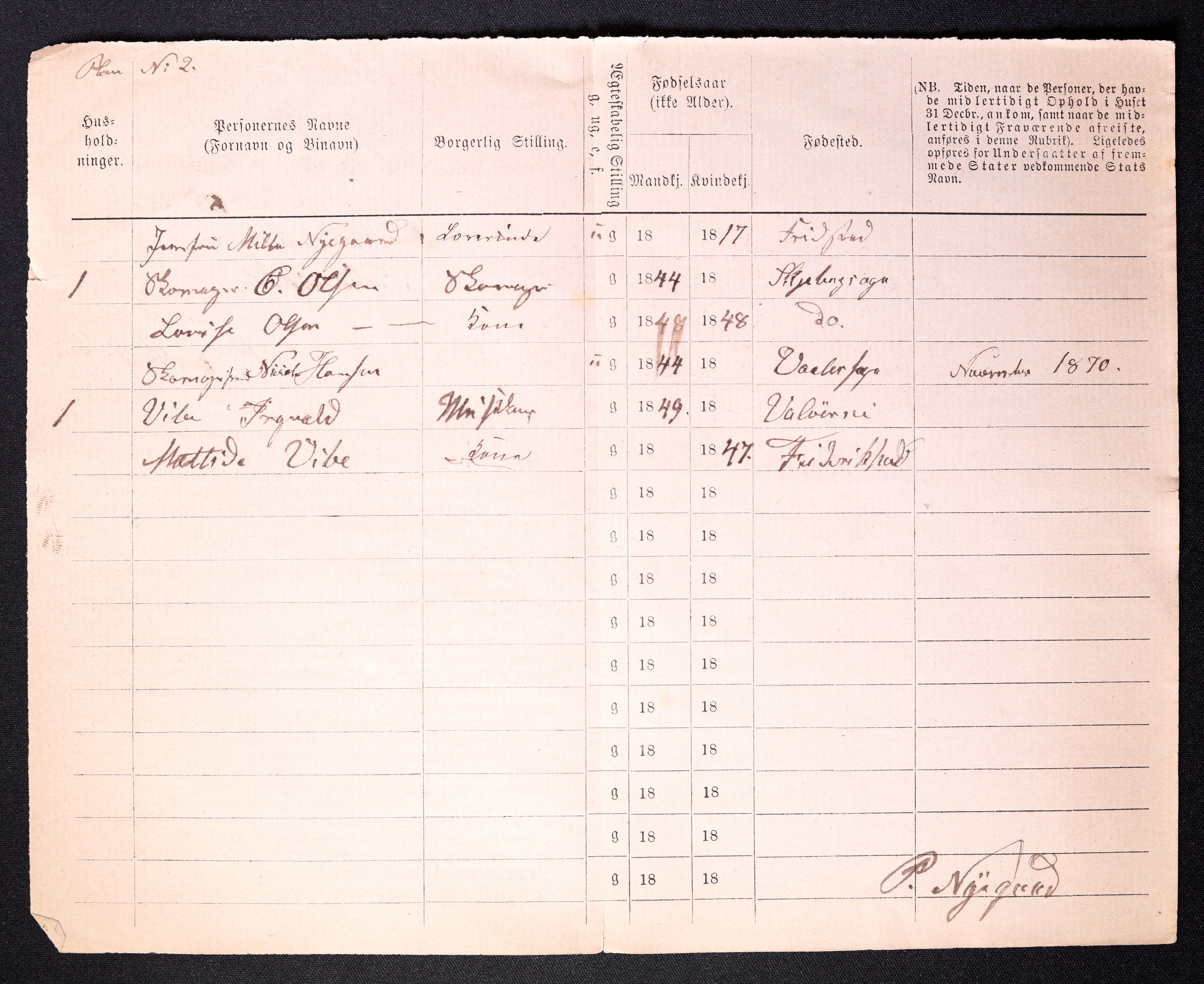 RA, 1870 census for 0103 Fredrikstad, 1870, p. 16