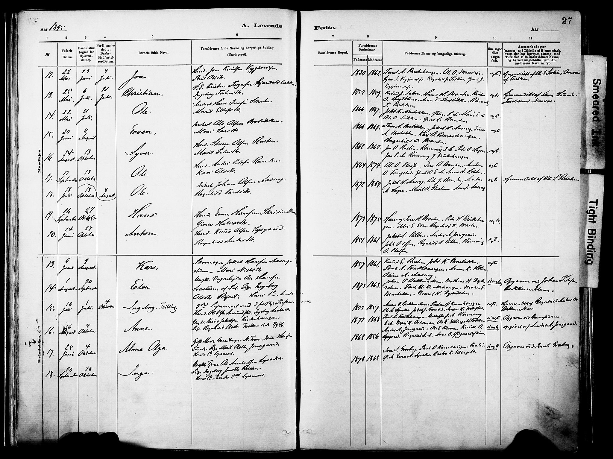 Vågå prestekontor, AV/SAH-PREST-076/H/Ha/Haa/L0010: Parish register (official) no. 10, 1887-1904, p. 27