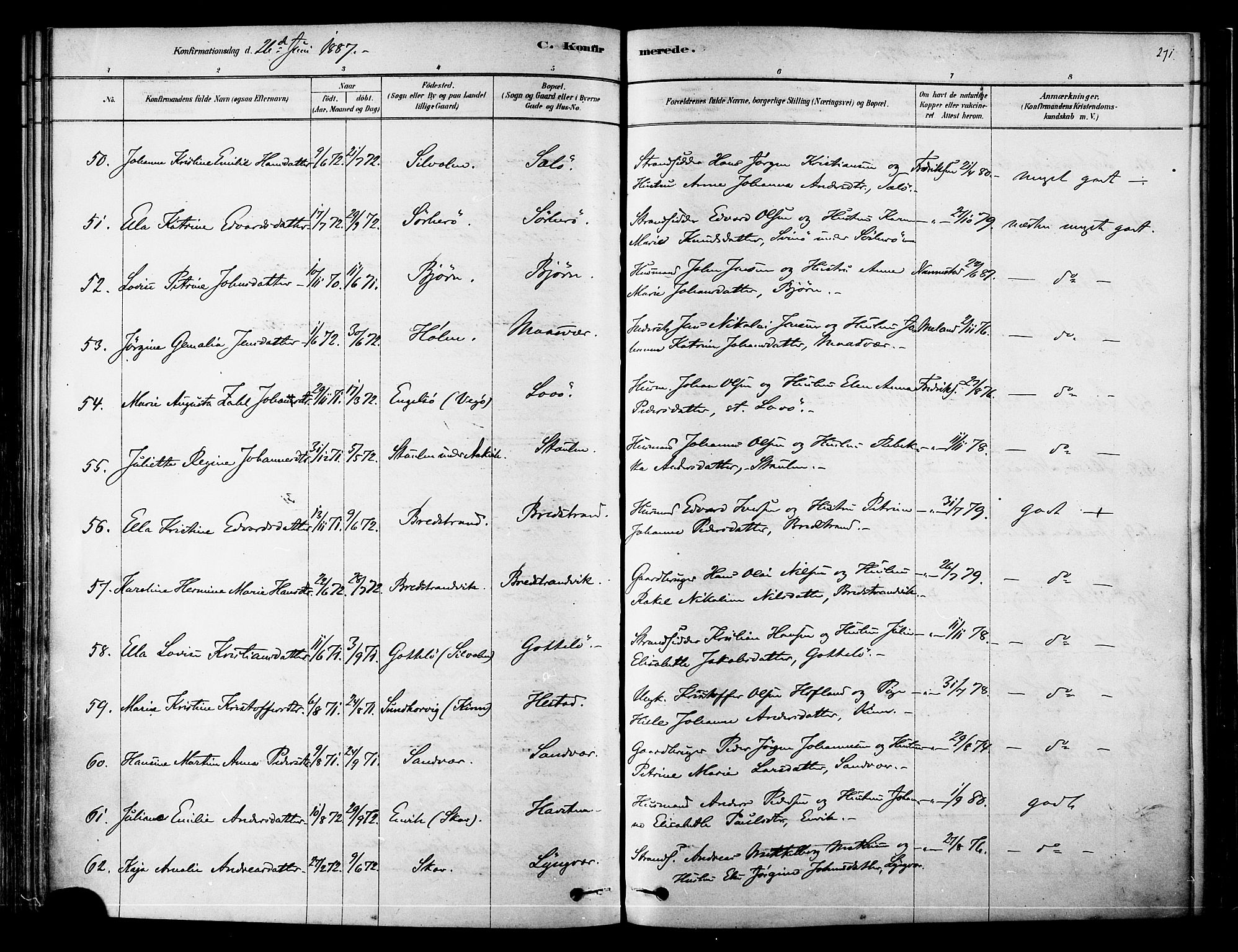 Ministerialprotokoller, klokkerbøker og fødselsregistre - Nordland, AV/SAT-A-1459/834/L0507: Parish register (official) no. 834A05, 1878-1892, p. 271