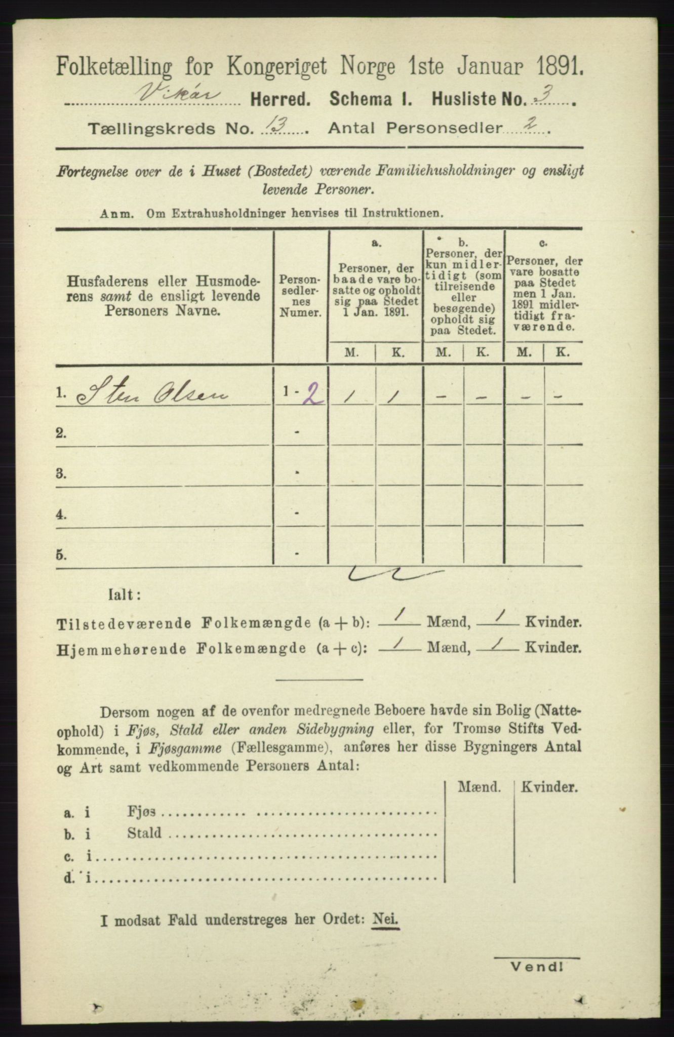 RA, 1891 census for 1238 Vikør, 1891, p. 3564