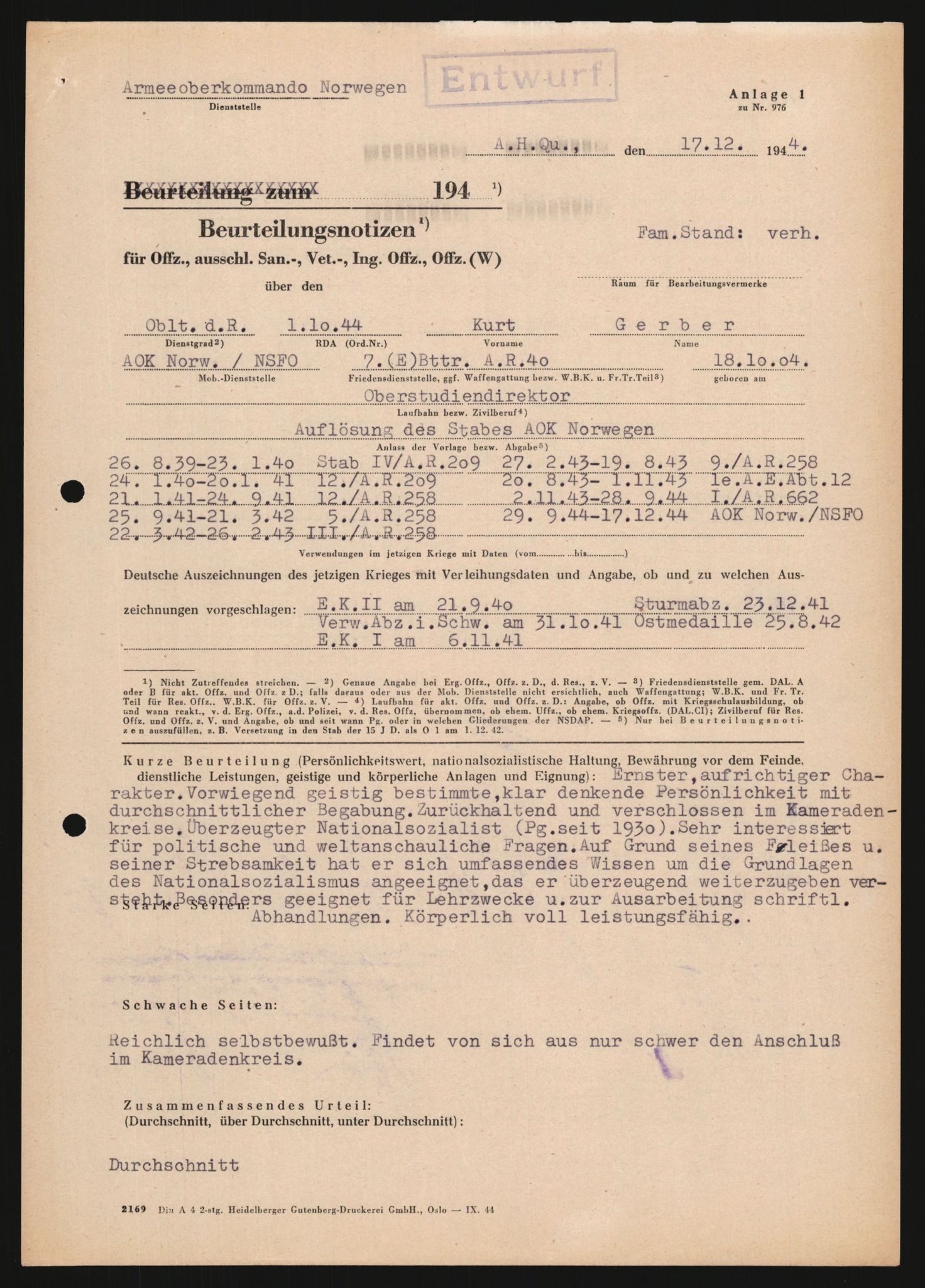 Forsvarets Overkommando. 2 kontor. Arkiv 11.4. Spredte tyske arkivsaker, AV/RA-RAFA-7031/D/Dar/Dara/L0018: Personalbøker, 1940-1945, p. 514