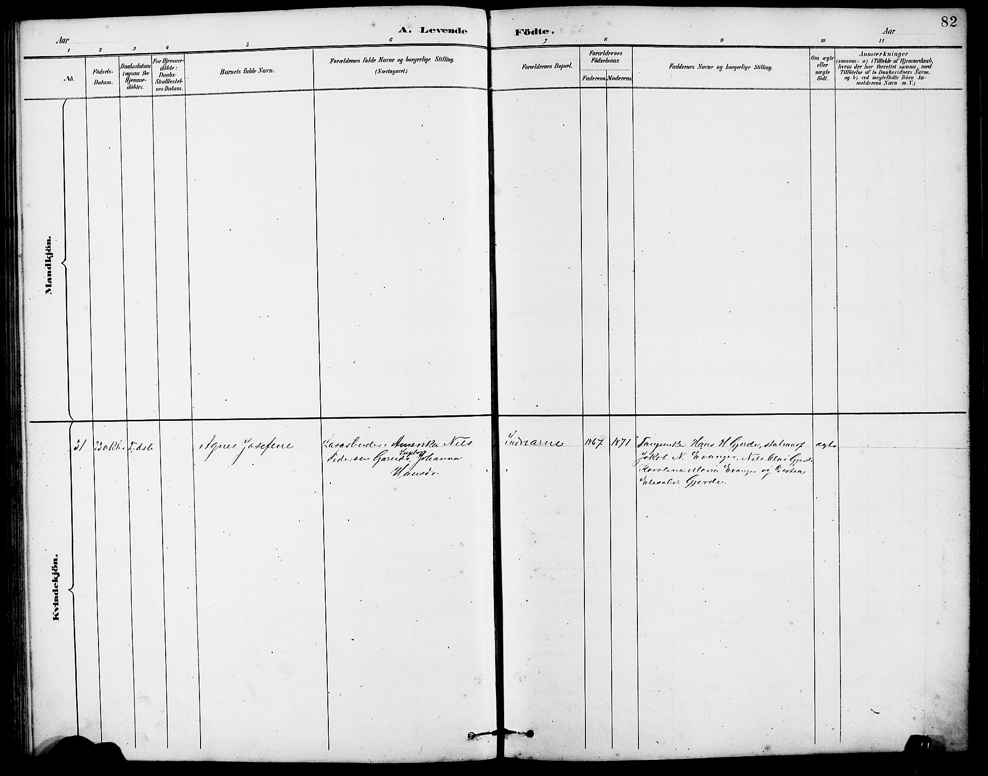 Arna Sokneprestembete, AV/SAB-A-74001/H/Ha/Hab: Parish register (copy) no. A 3, 1887-1897, p. 82