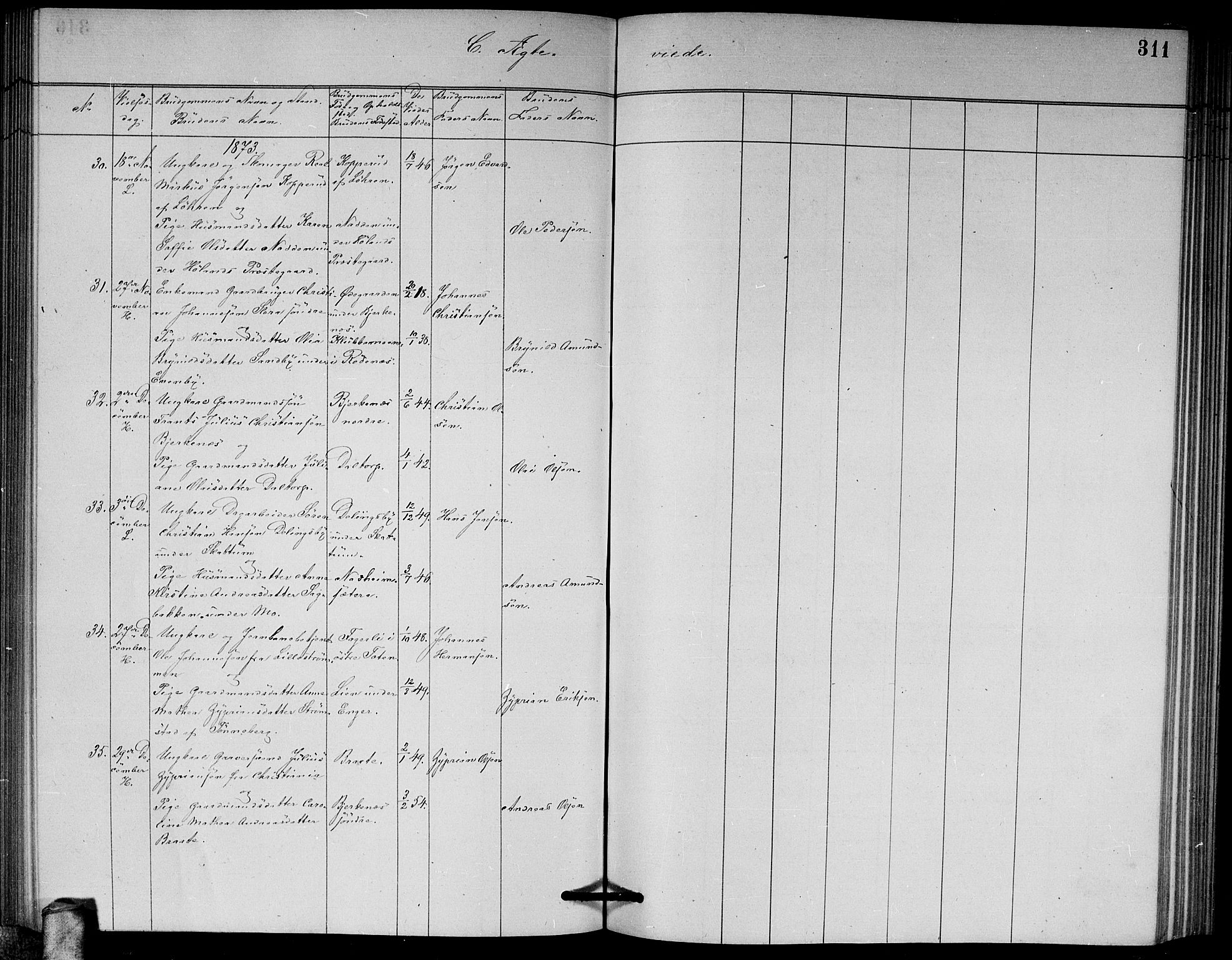 Høland prestekontor Kirkebøker, SAO/A-10346a/G/Ga/L0006: Parish register (copy) no. I 6, 1869-1879, p. 311