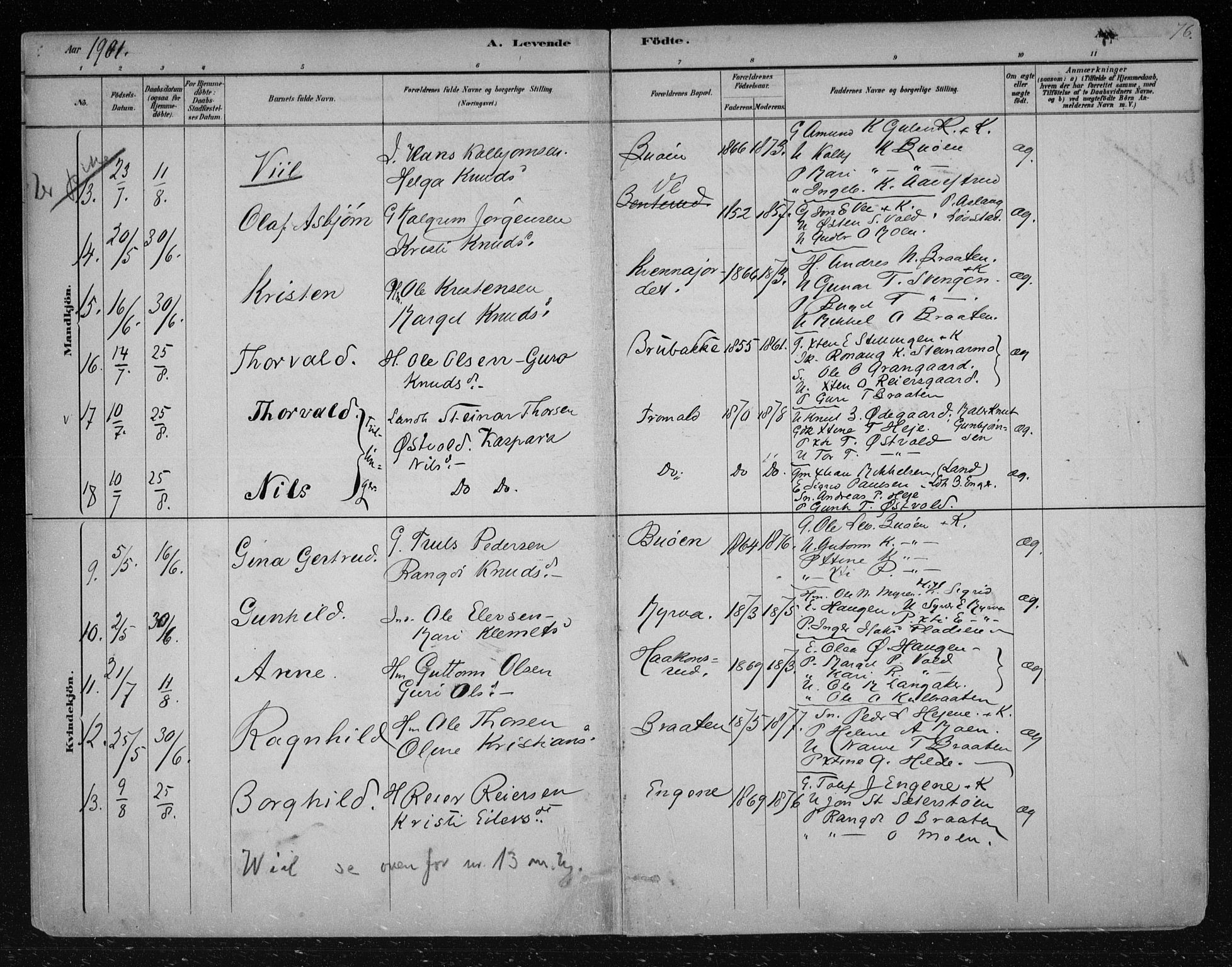 Nes kirkebøker, AV/SAKO-A-236/F/Fa/L0012: Parish register (official) no. 12, 1881-1917, p. 77