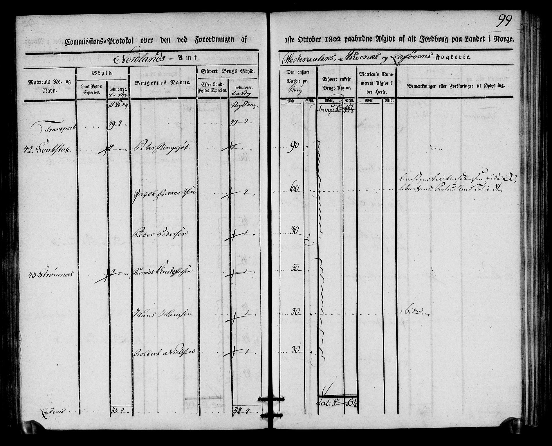 Rentekammeret inntil 1814, Realistisk ordnet avdeling, AV/RA-EA-4070/N/Ne/Nea/L0163: Vesterålen, Andenes og Lofoten fogderi. Kommisjonsprotokoll, 1803, p. 97