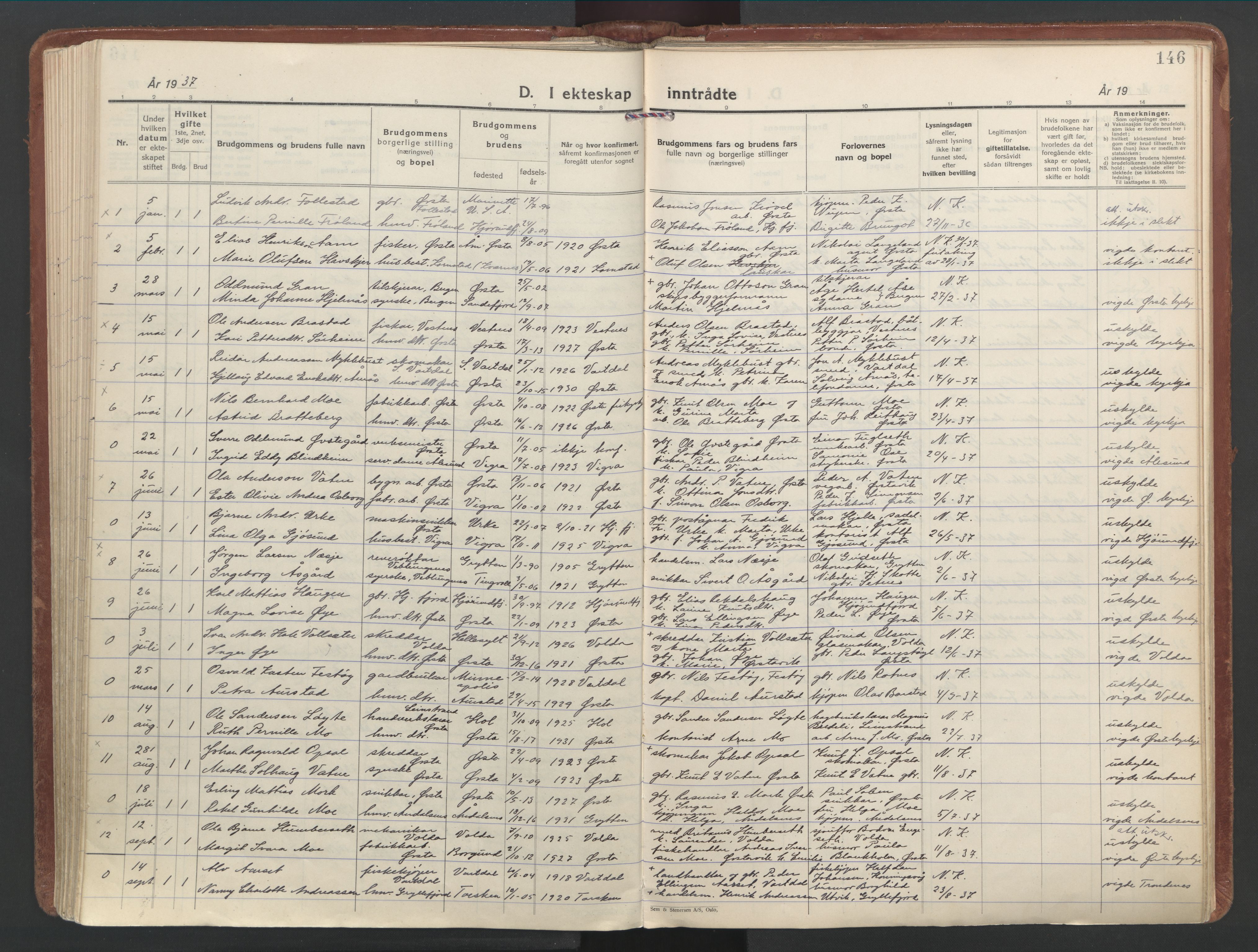 Ministerialprotokoller, klokkerbøker og fødselsregistre - Møre og Romsdal, AV/SAT-A-1454/513/L0181: Parish register (official) no. 513A08, 1930-1943, p. 146