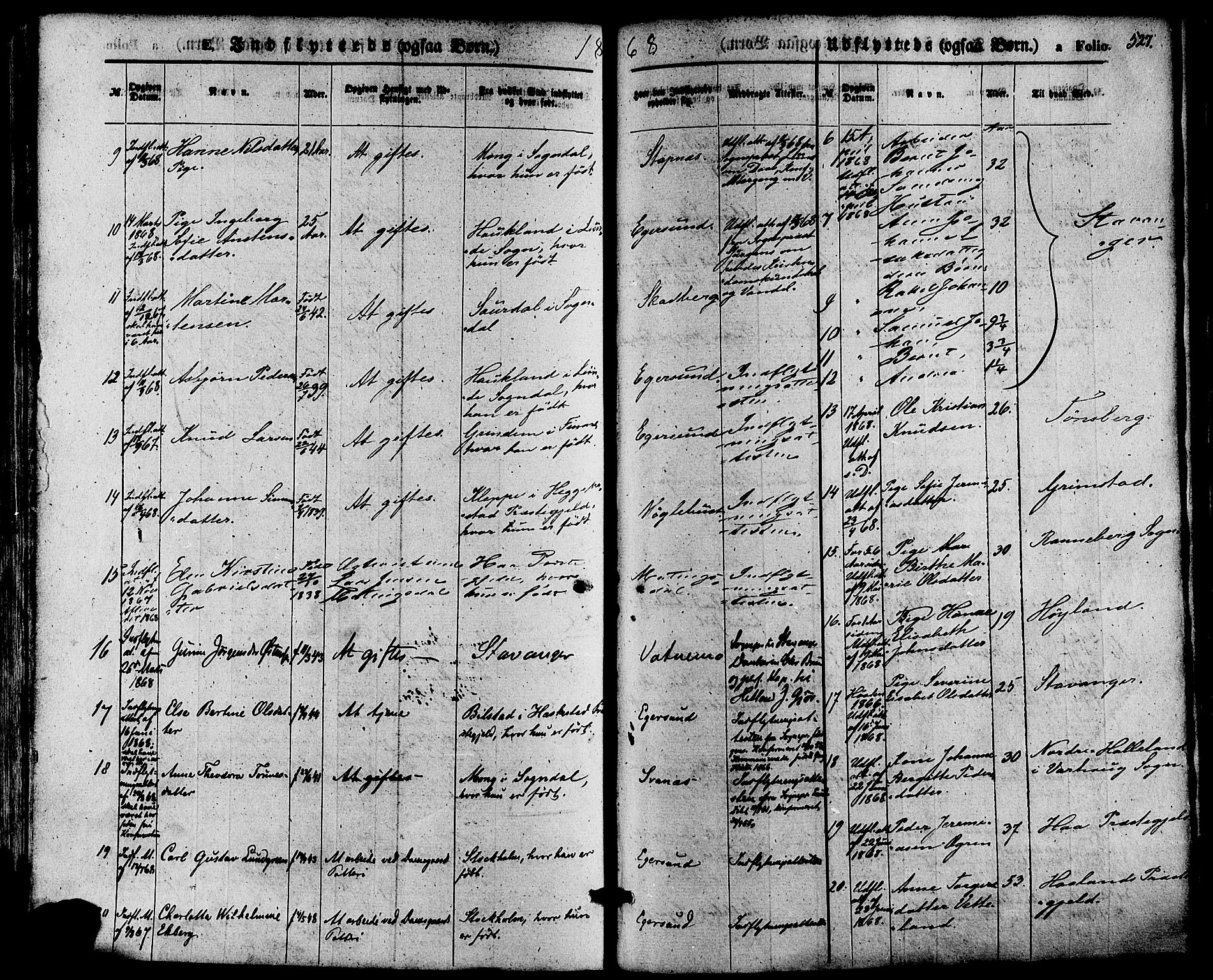 Eigersund sokneprestkontor, AV/SAST-A-101807/S08/L0014: Parish register (official) no. A 13, 1866-1878, p. 527