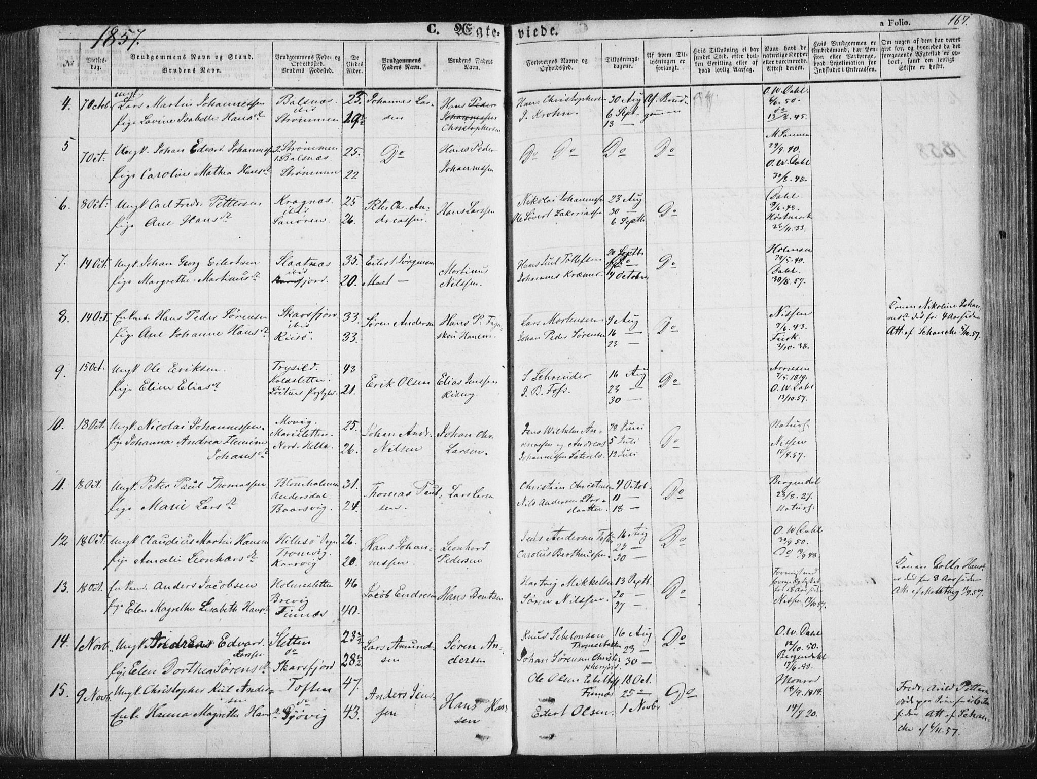 Tromsøysund sokneprestkontor, SATØ/S-1304/G/Ga/L0001kirke: Parish register (official) no. 1, 1856-1867, p. 167