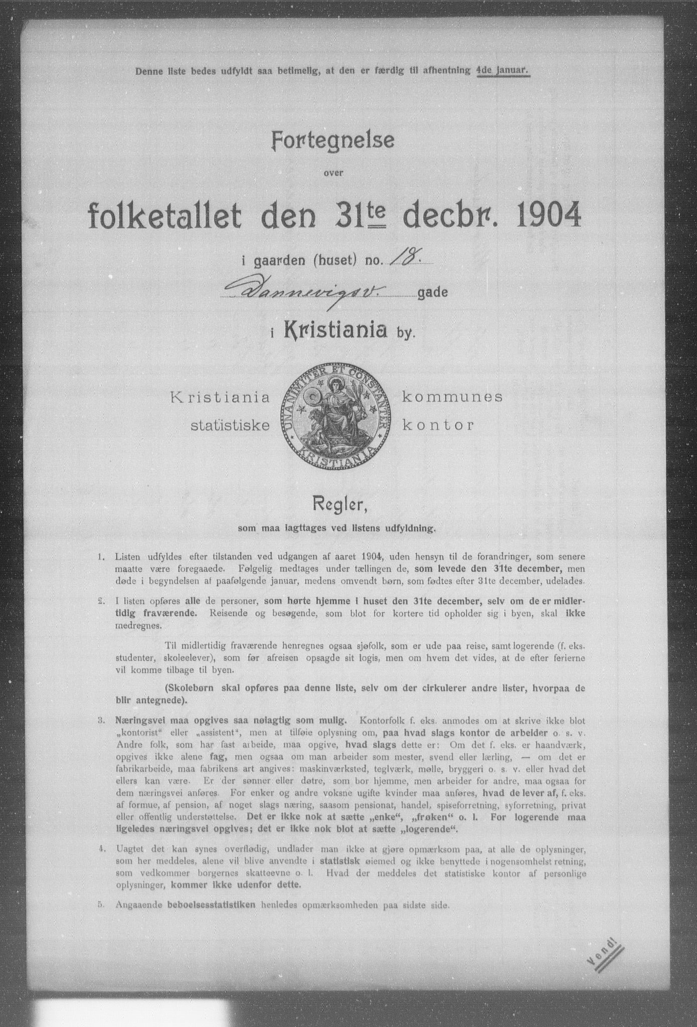 OBA, Municipal Census 1904 for Kristiania, 1904, p. 3092