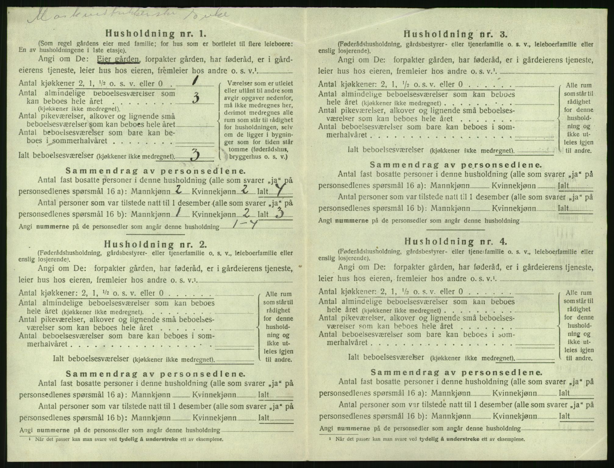 SAK, 1920 census for Gjerstad, 1920, p. 106