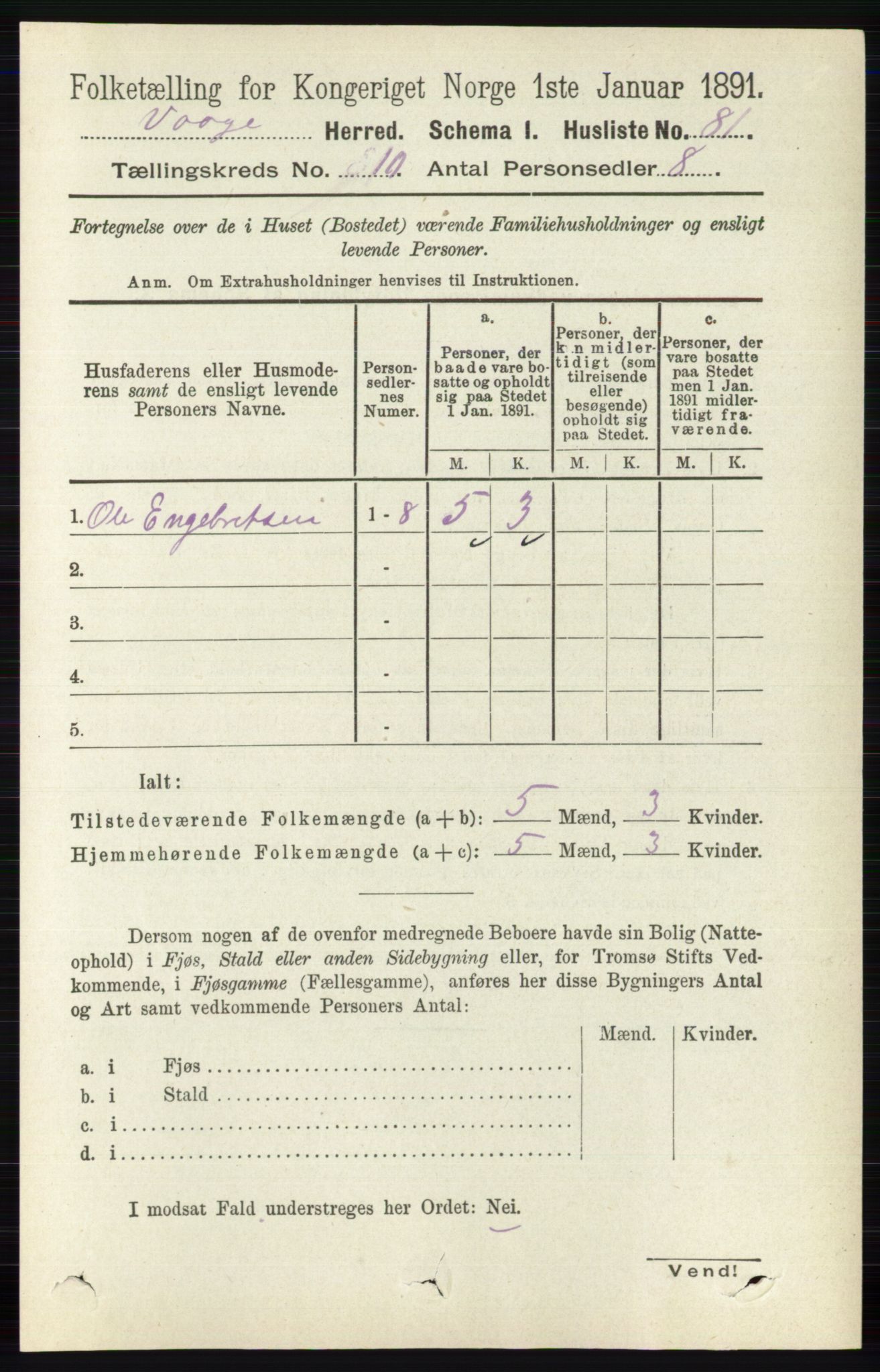 RA, 1891 census for 0515 Vågå, 1891, p. 6211