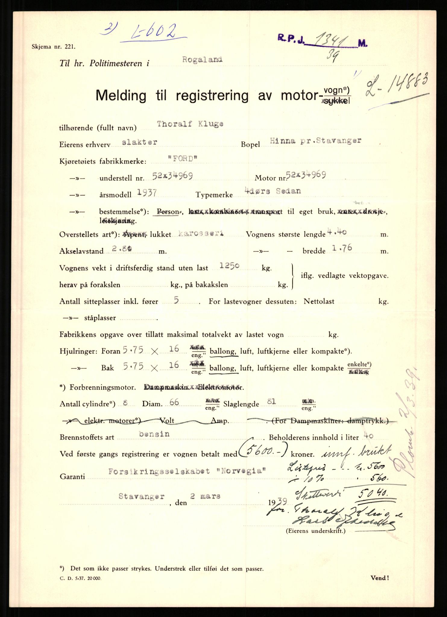 Stavanger trafikkstasjon, AV/SAST-A-101942/0/F/L0002: L-350 - L-699, 1930-1971, p. 1511