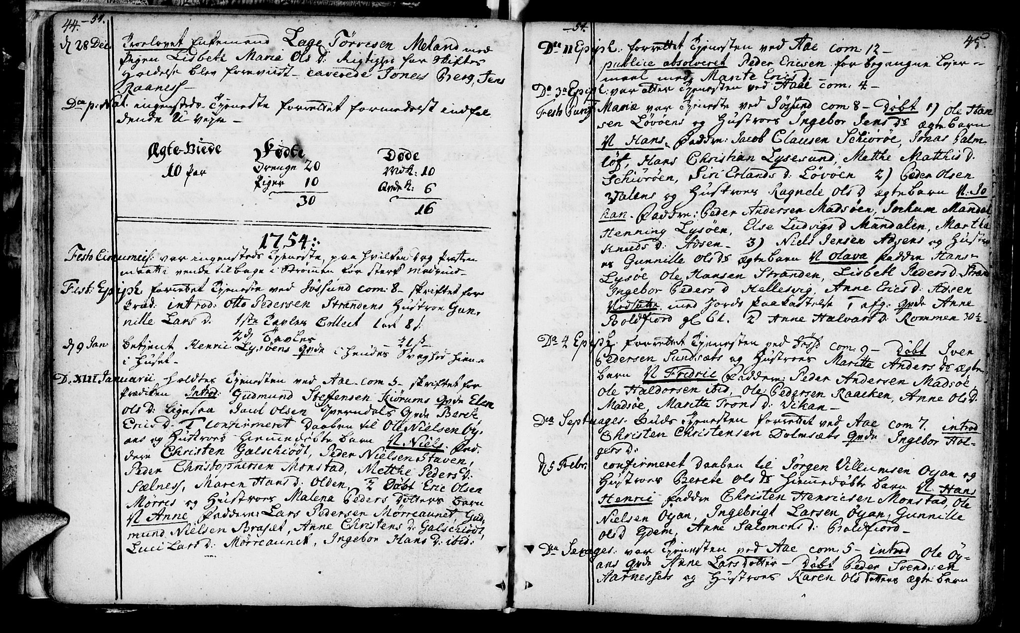 Ministerialprotokoller, klokkerbøker og fødselsregistre - Sør-Trøndelag, SAT/A-1456/655/L0672: Parish register (official) no. 655A01, 1750-1779, p. 44-45
