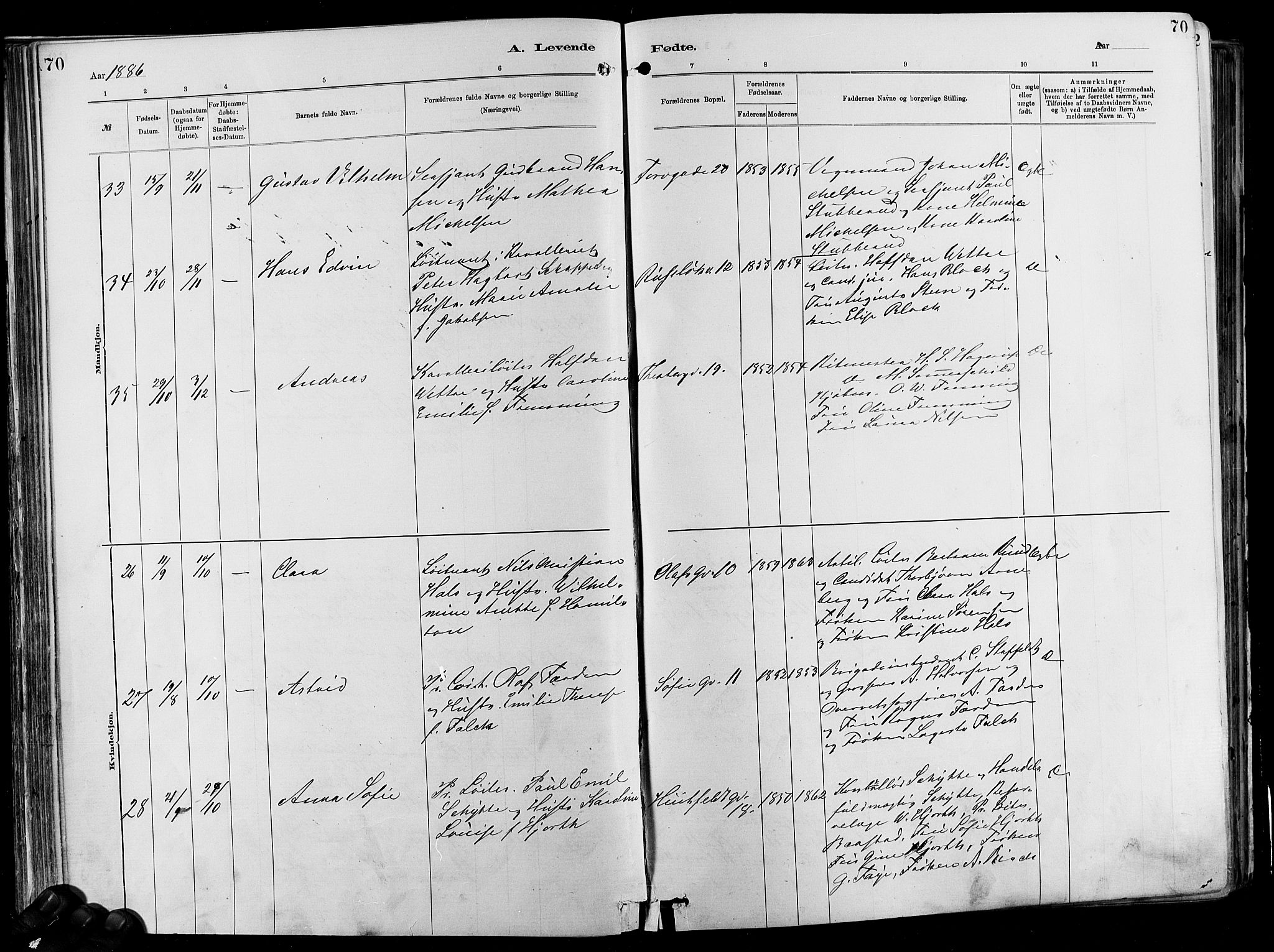 Garnisonsmenigheten Kirkebøker, AV/SAO-A-10846/F/Fa/L0012: Parish register (official) no. 12, 1880-1893, p. 70