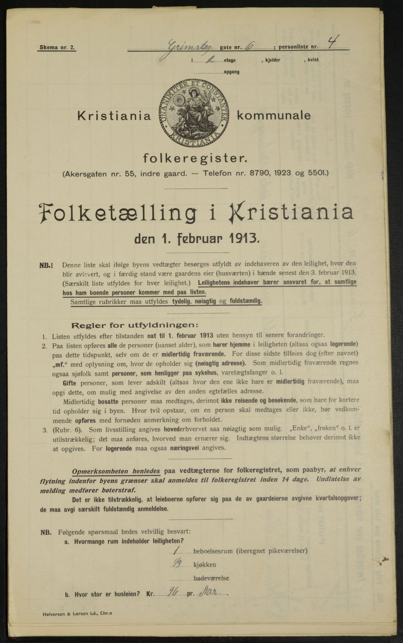 OBA, Municipal Census 1913 for Kristiania, 1913, p. 30035