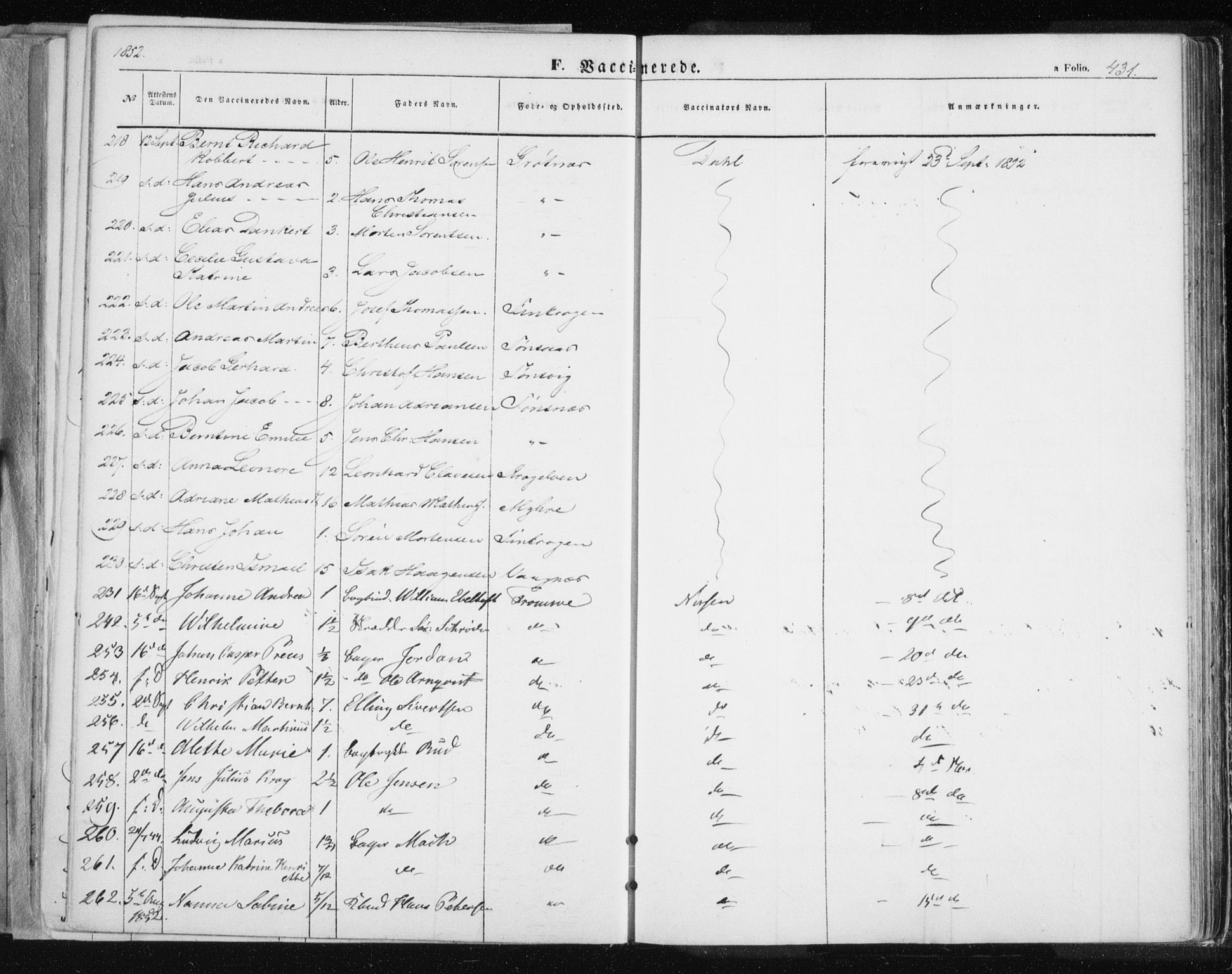 Tromsø sokneprestkontor/stiftsprosti/domprosti, AV/SATØ-S-1343/G/Ga/L0010kirke: Parish register (official) no. 10, 1848-1855, p. 431