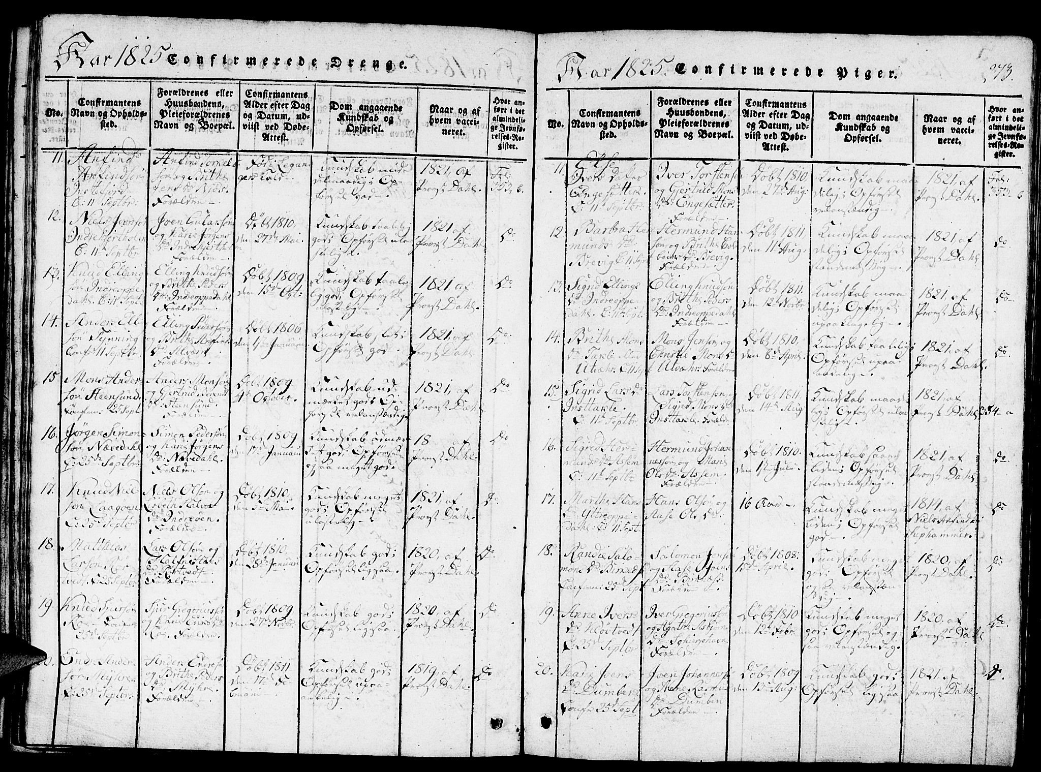 Gulen sokneprestembete, AV/SAB-A-80201/H/Haa/Haaa/L0018: Parish register (official) no. A 18, 1816-1825, p. 273