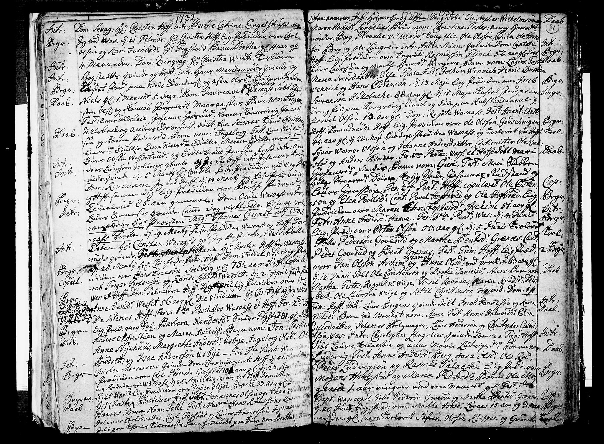 Hof kirkebøker, AV/SAKO-A-64/F/Fa/L0001: Parish register (official) no. I 1, 1704-1745, p. 31