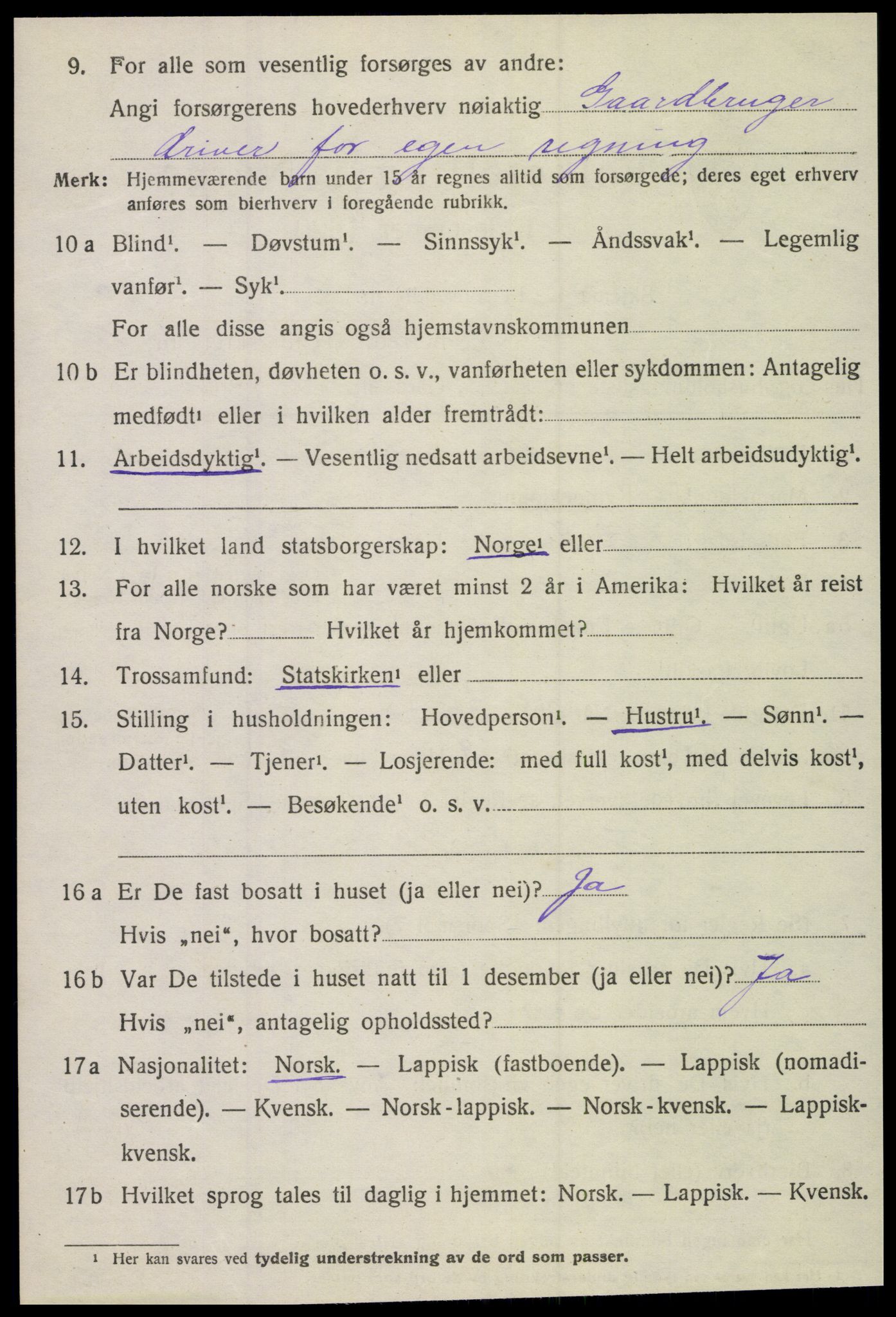 SAT, 1920 census for Lurøy, 1920, p. 5866