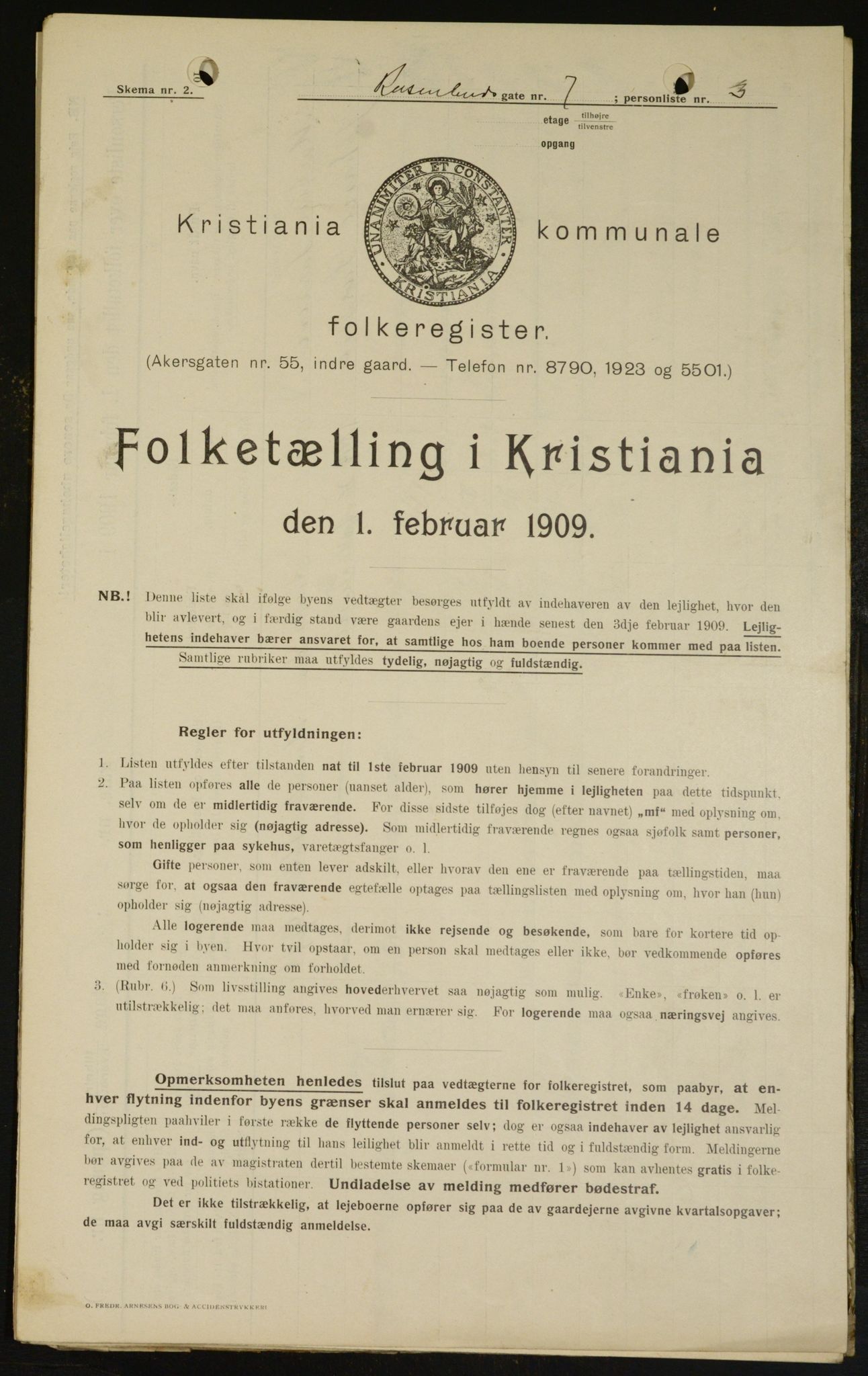 OBA, Municipal Census 1909 for Kristiania, 1909, p. 76266