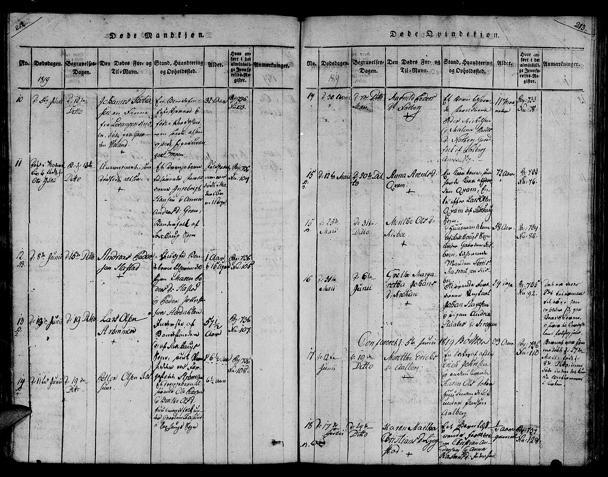 Ministerialprotokoller, klokkerbøker og fødselsregistre - Nord-Trøndelag, AV/SAT-A-1458/730/L0275: Parish register (official) no. 730A04, 1816-1822, p. 212-213