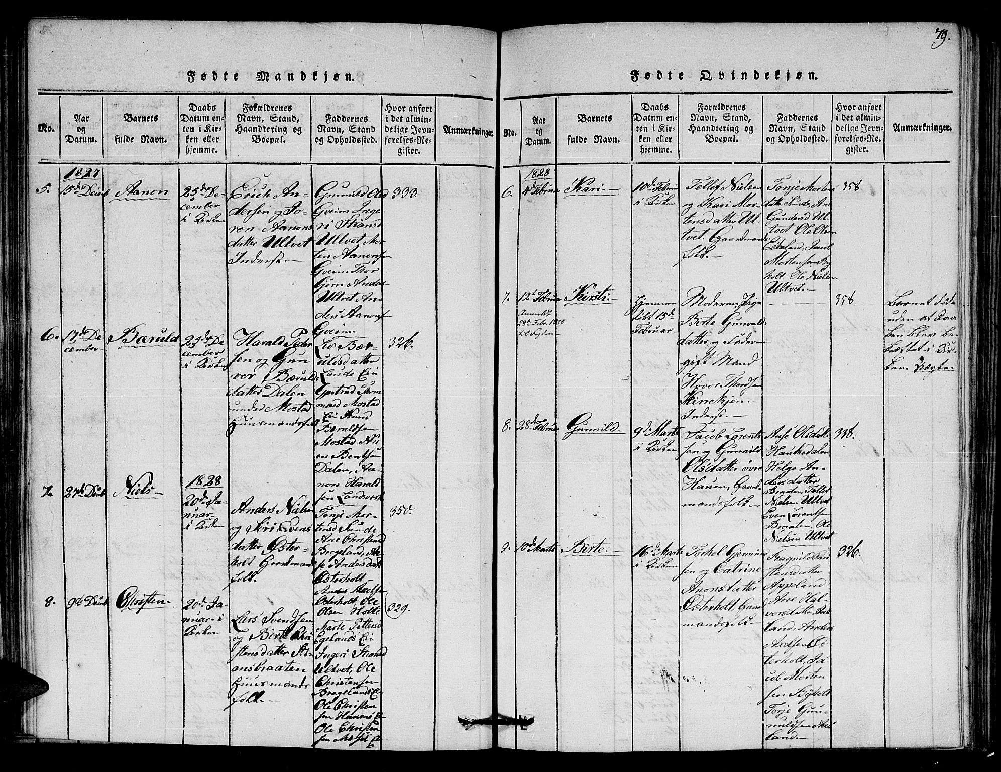 Gjerstad sokneprestkontor, AV/SAK-1111-0014/F/Fa/Faa/L0004: Parish register (official) no. A 4, 1816-1829, p. 79