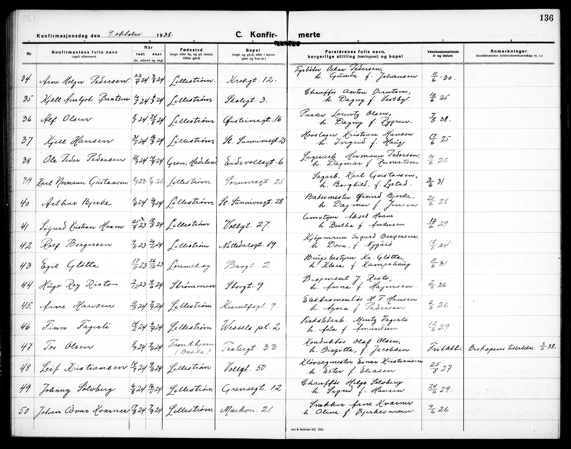 Skedsmo prestekontor Kirkebøker, AV/SAO-A-10033a/G/Gc/L0003: Parish register (copy) no. III 4, 1926-1939, p. 136