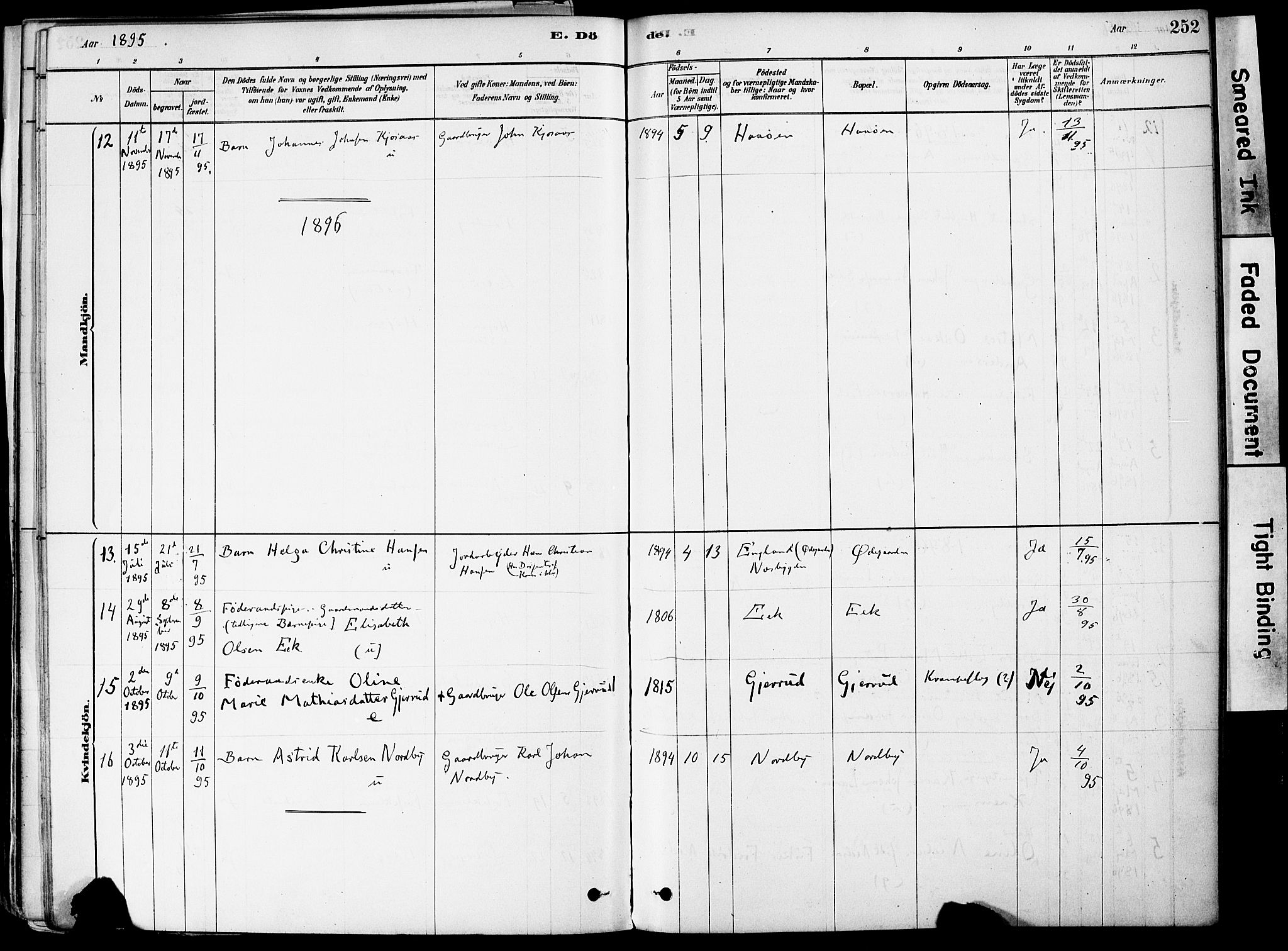 Strømm kirkebøker, AV/SAKO-A-322/F/Fa/L0004: Parish register (official) no. I 4, 1878-1899, p. 252