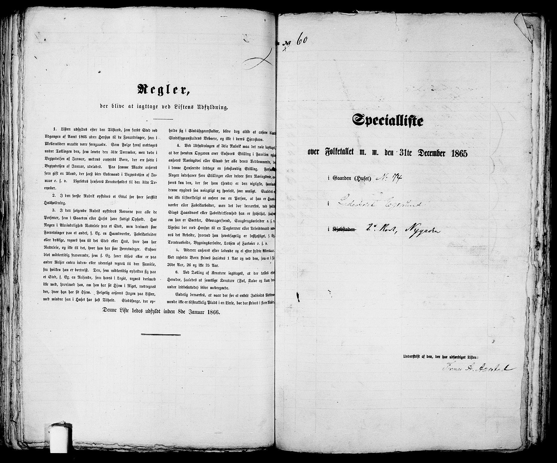 RA, 1865 census for Eigersund parish, Egersund town, 1865, p. 129