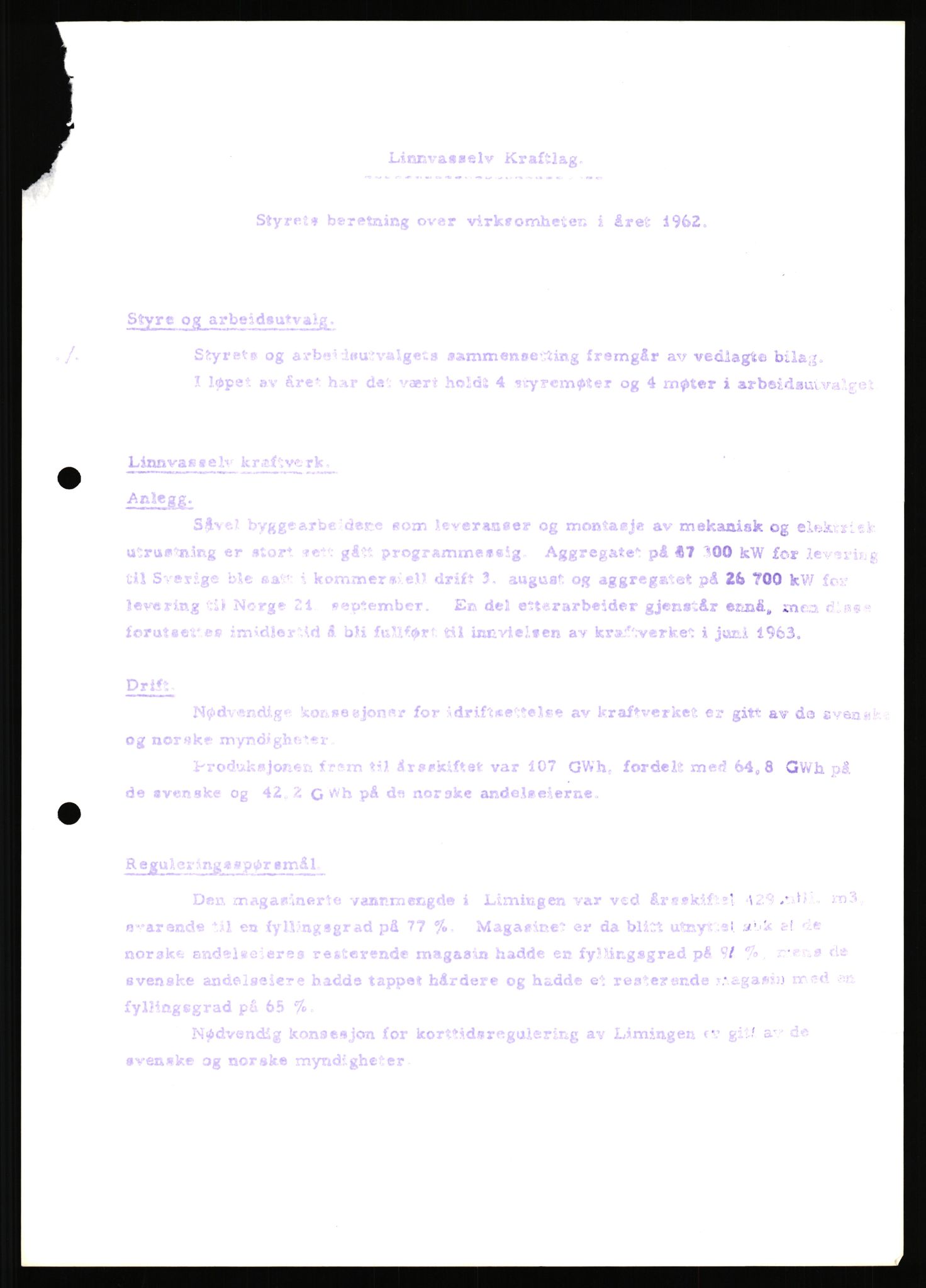 NVE, Administrasjonsdirektoratet 1961-1985, AV/RA-S-6097/D/Dc/Dca/L0088: Limingen / Kvarnbergsvatnet, 1957-1985, p. 3