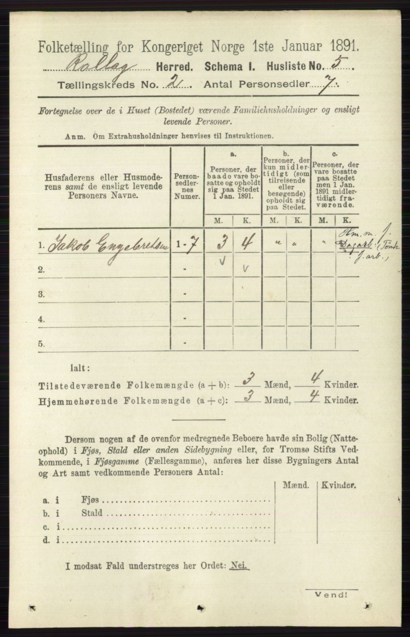 RA, 1891 census for 0632 Rollag, 1891, p. 421