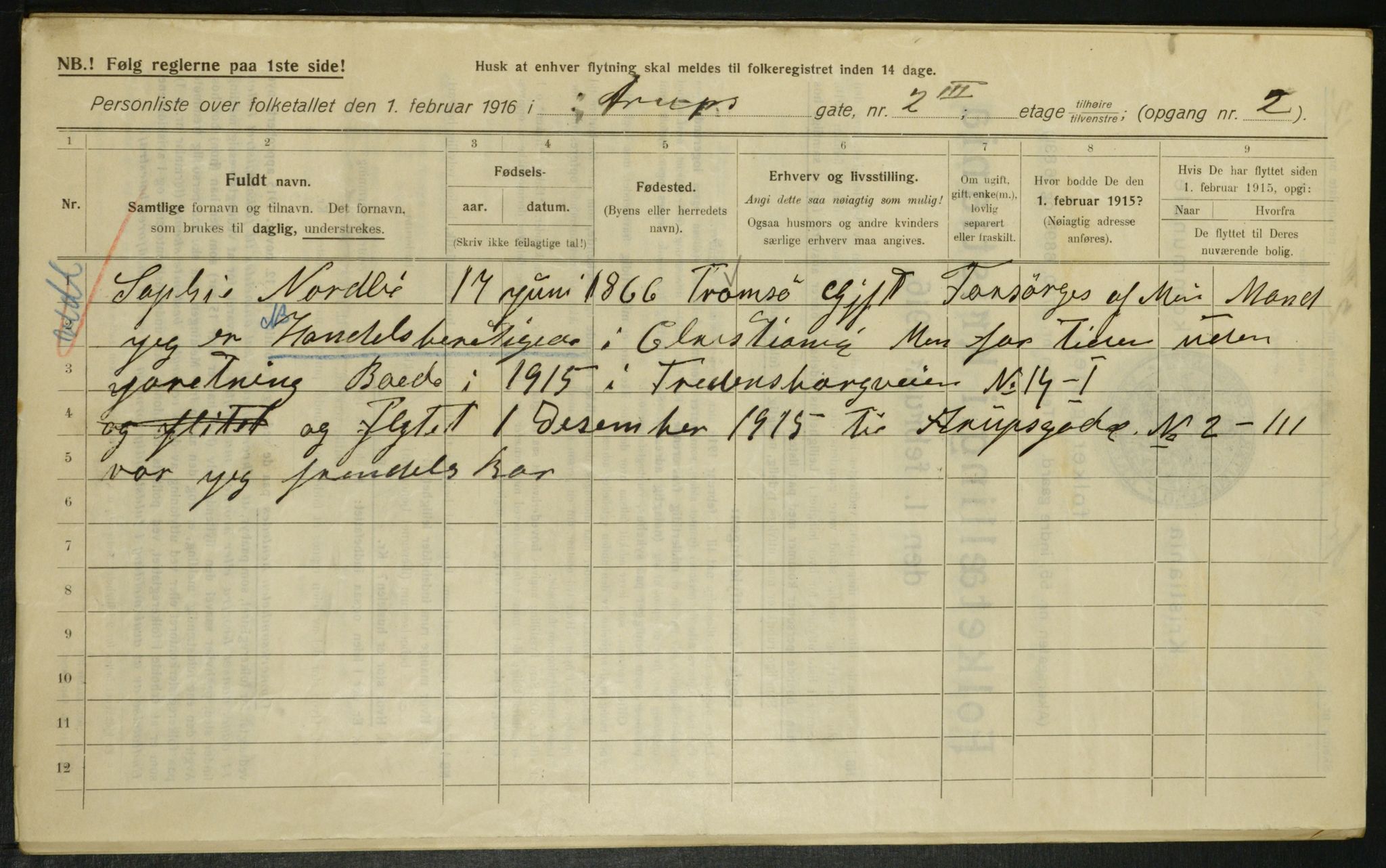 OBA, Municipal Census 1916 for Kristiania, 1916, p. 2247